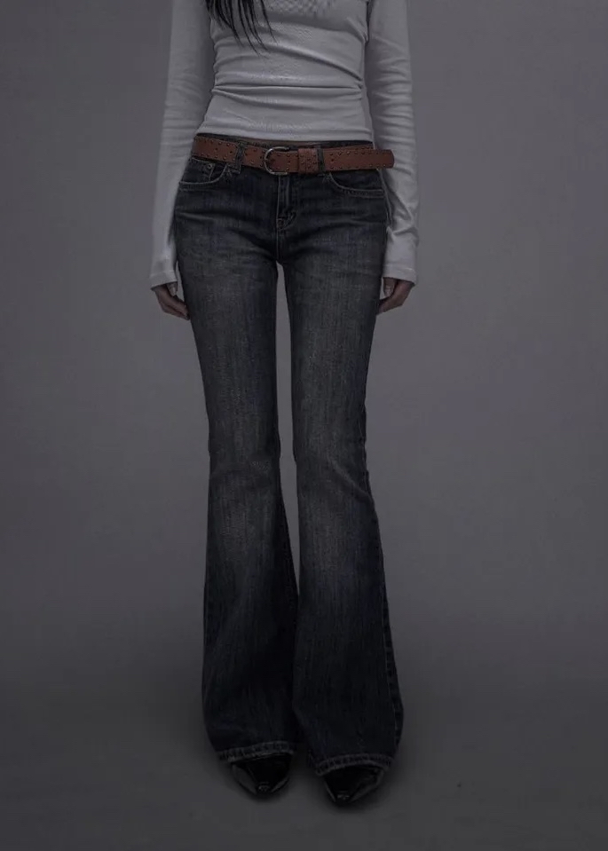 Washed Low-Rise Bootcut Denim