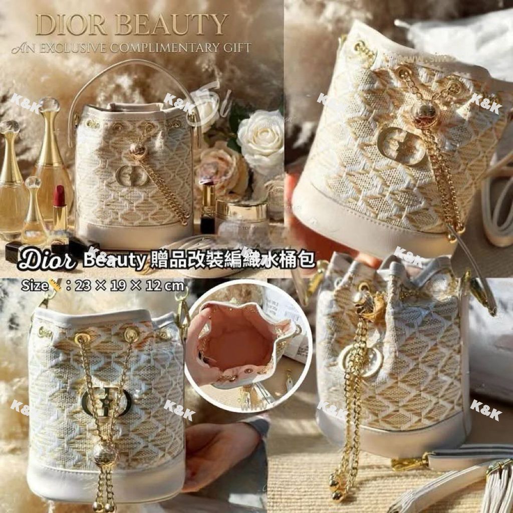 $185隻。D i o r Beauty 贈品改裝編織水桶包 #限量