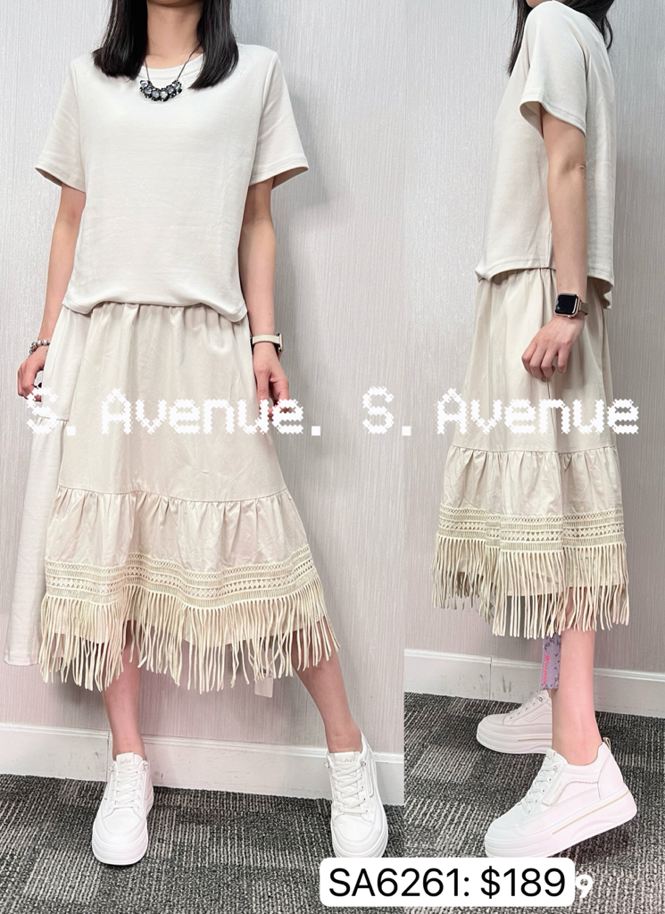 SA6261: 短袖淨色下拼so so op