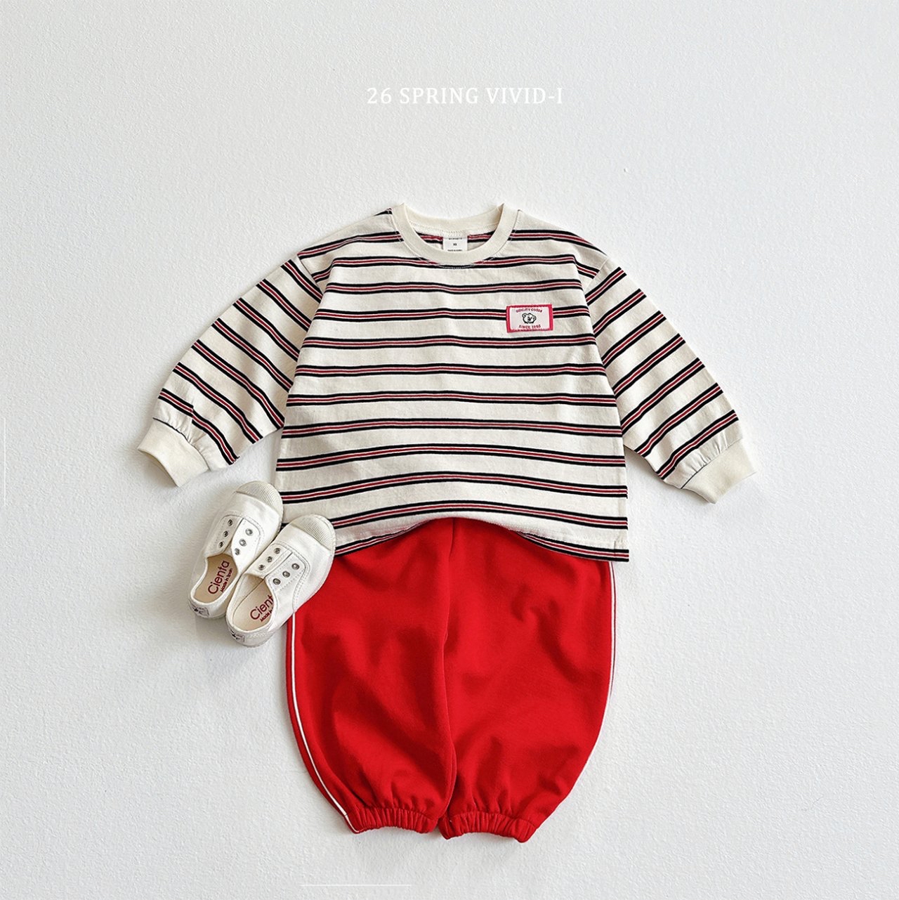 🌸預訂 韓國直送🌸🇰🇷VIVIDI三色動物標籤條紋寬鬆長袖上衣