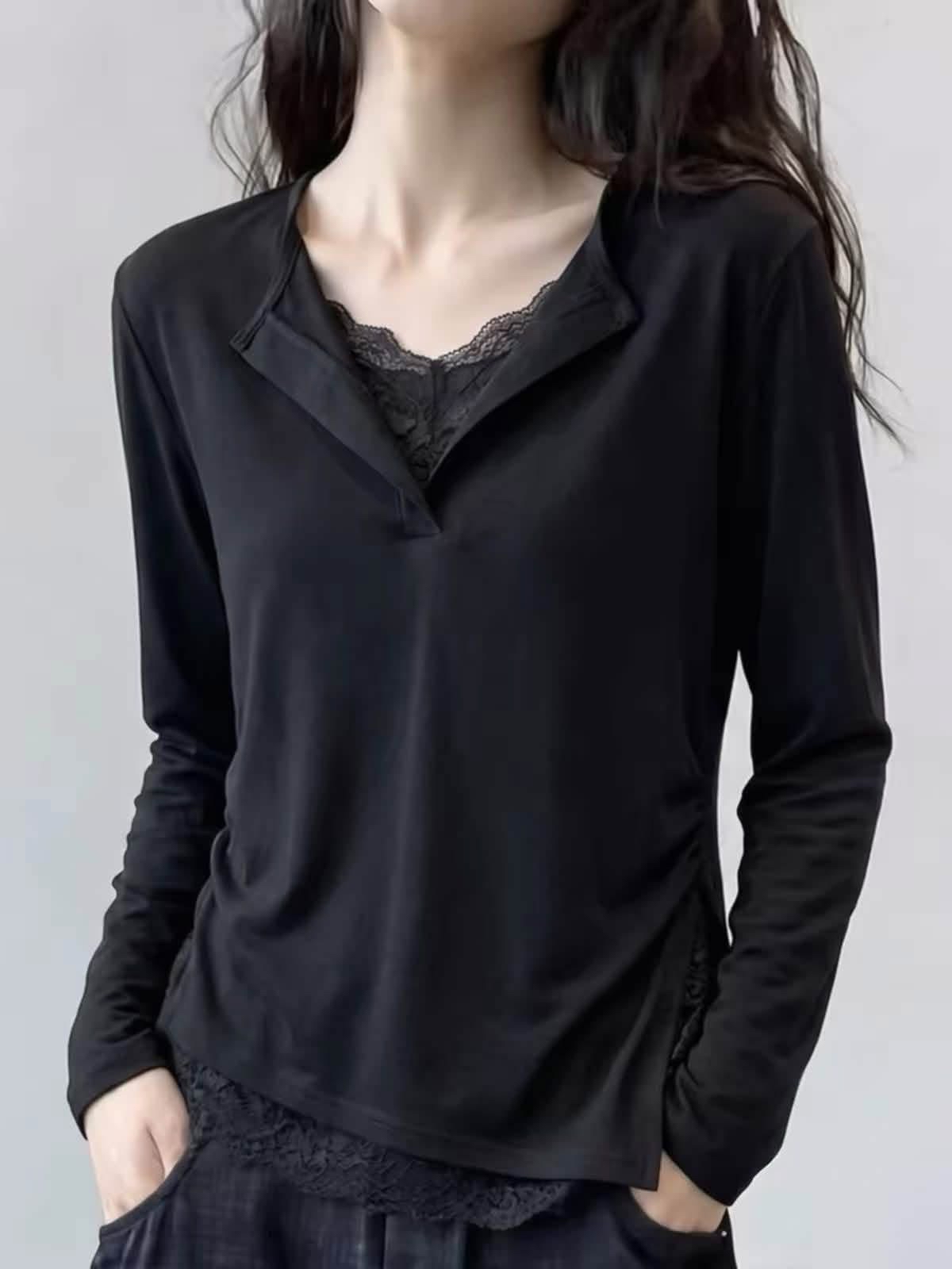 假2 件拼lace Top