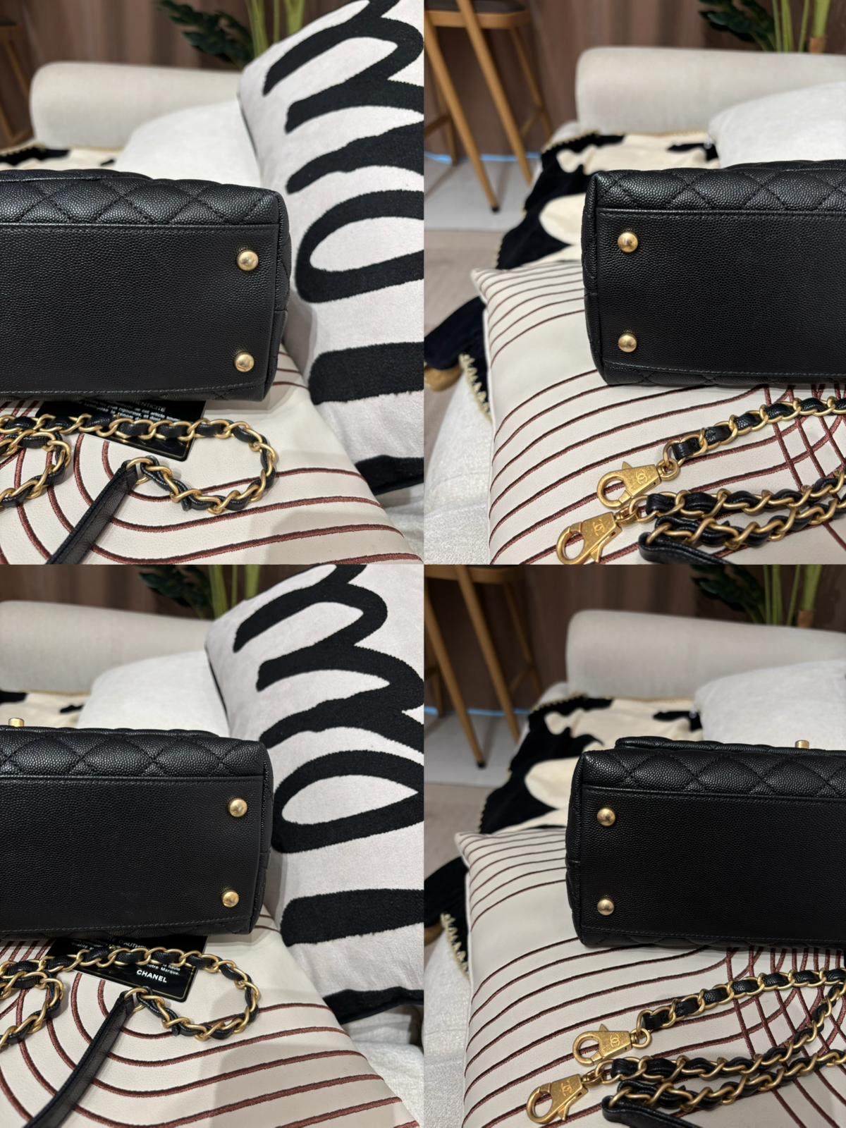 Chanel coco handle medium 黑色荔枝牛皮復古金扣，絕版罕有蛇手柄 100%Authentic, 98%new ✅26card ✅dust bag ✅box 