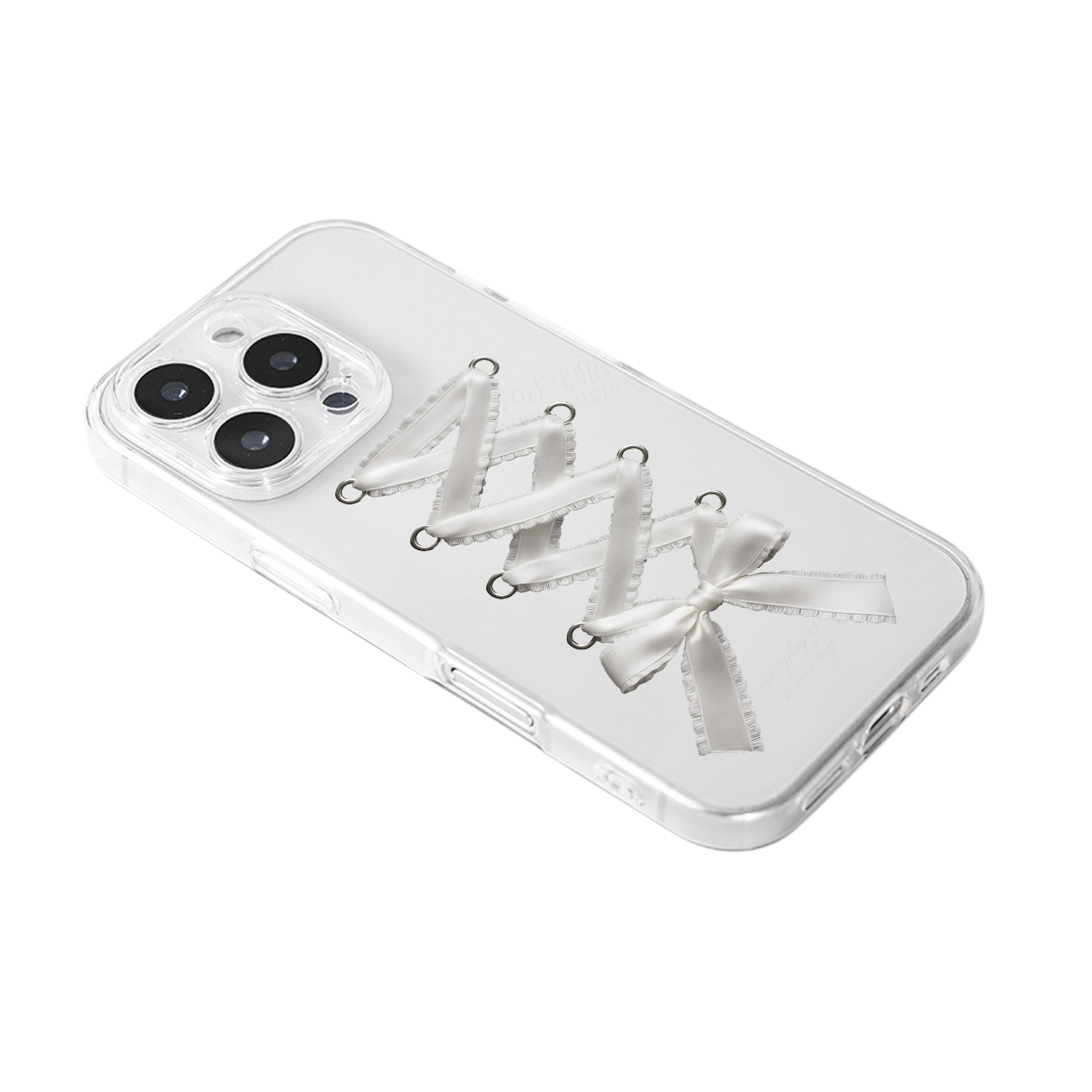 【Corset Milky Ribbon Bow】透明iPhone Case