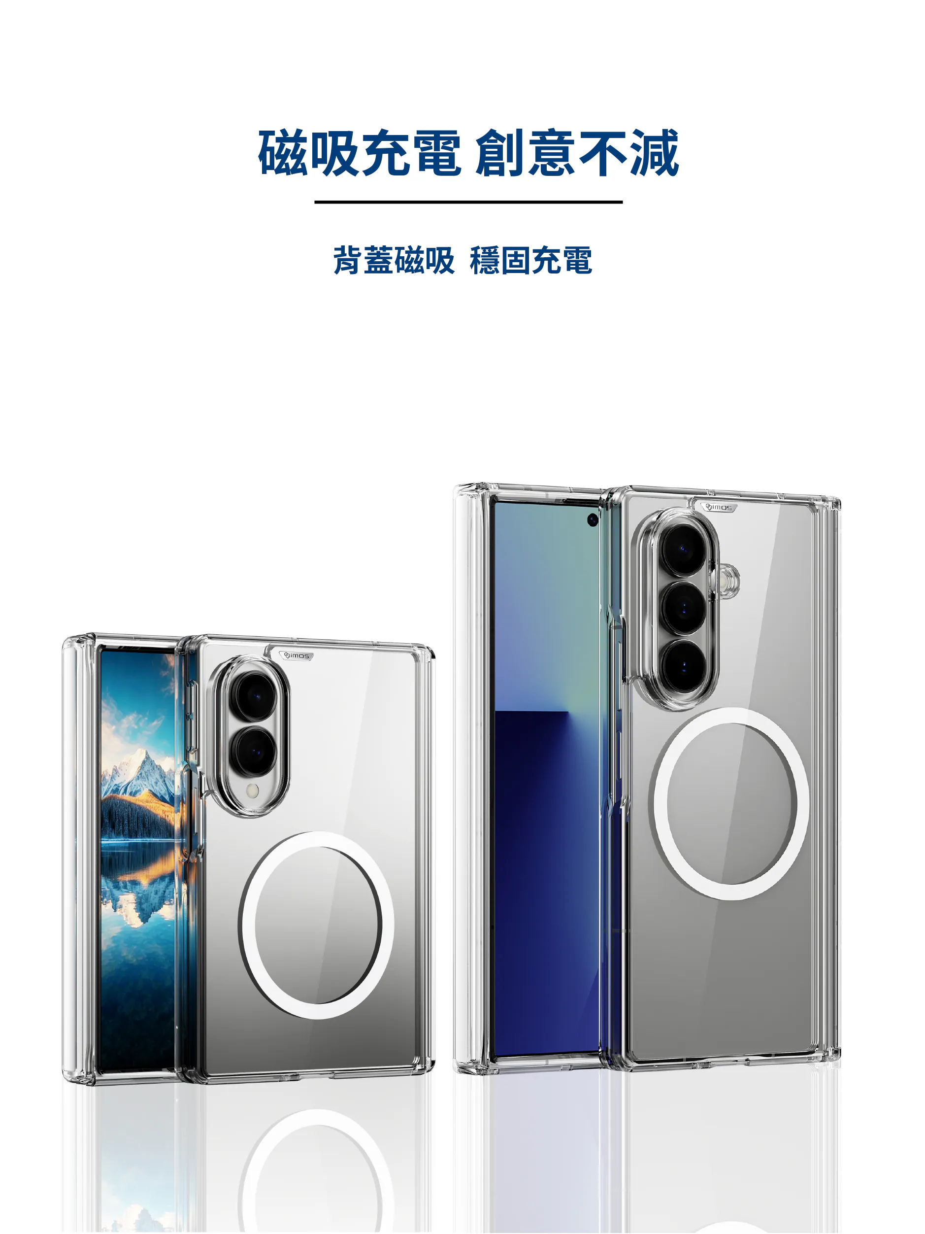 imos Samsung Z Fold8/ Fold8Ultra磁吸軍規認證雙料防震保護殼-透明