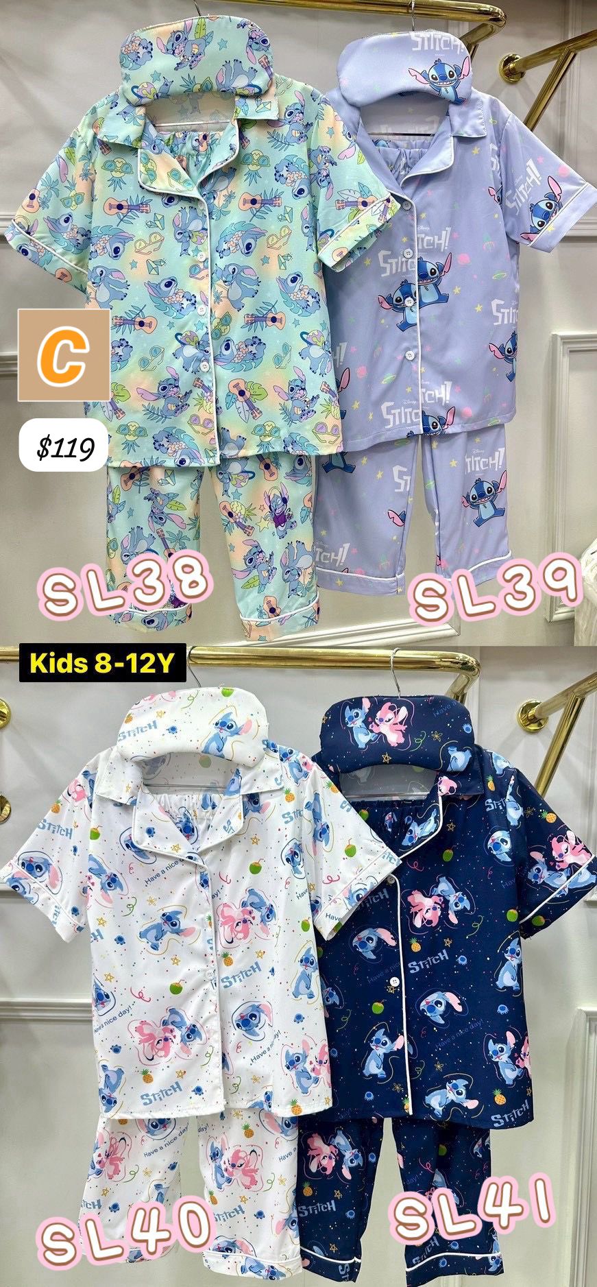 C-2604-泰國直送真絲睡衣兒童版-6月初到