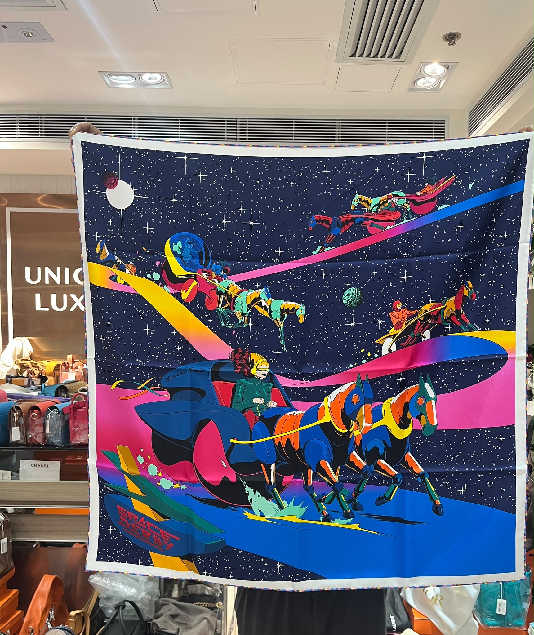 全新 Hermès scarf 90x90cm Space Derby 90 圍巾 100%Authentic, 100%new 全新 ✅box 