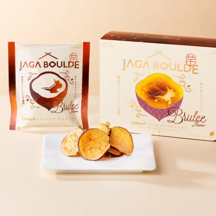 四月連線貨品 - 日本 CALBEE Calbee PLUS x Tokyo Banana 焦糖布丁味灸燒熟成紅薯片4PCS