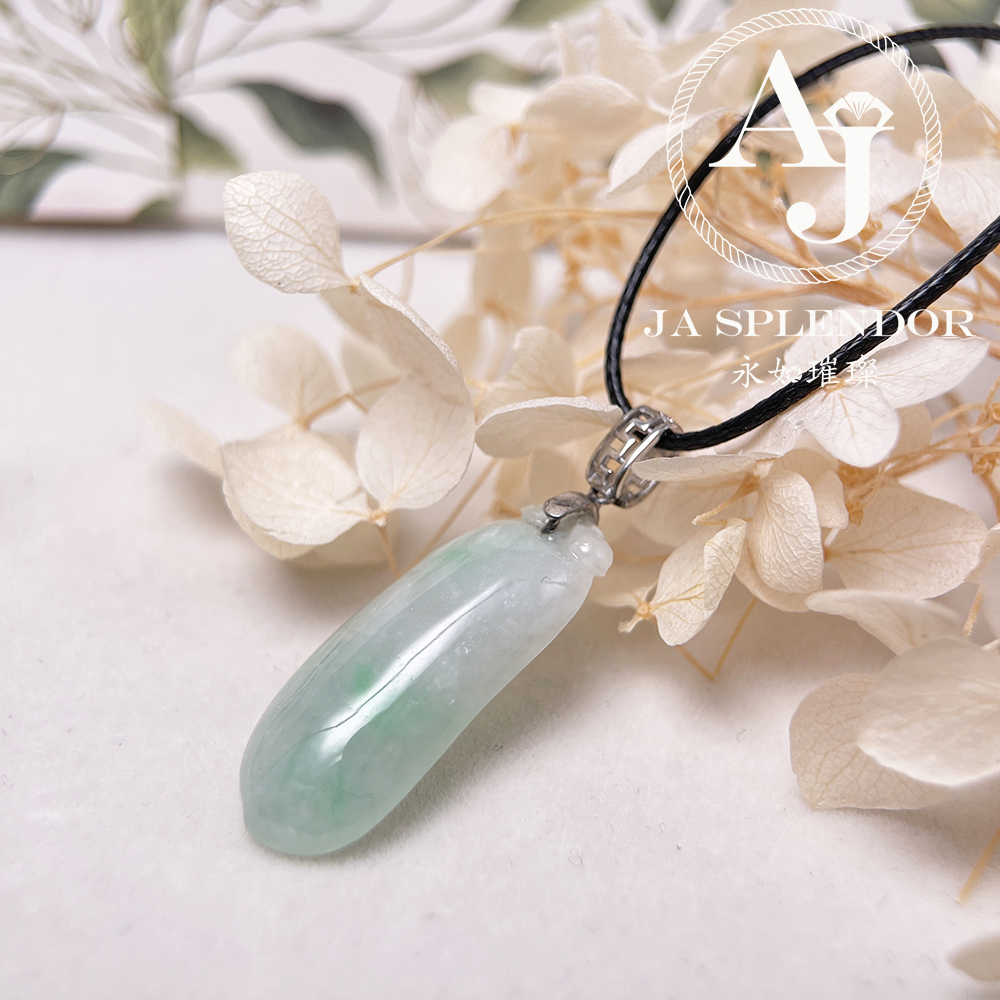 JNS-265 天然翡翠A玉 白底青萬壽果/福瓜吊墜