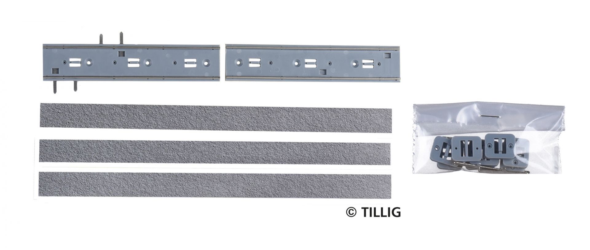 Tillig LUNA HO 單軌(211.2mm)瀝青/混凝土表面 1:87 Straight track(211.2mm) bitumen/concrete 馬路路軌•城市輕軌•電車路軌
