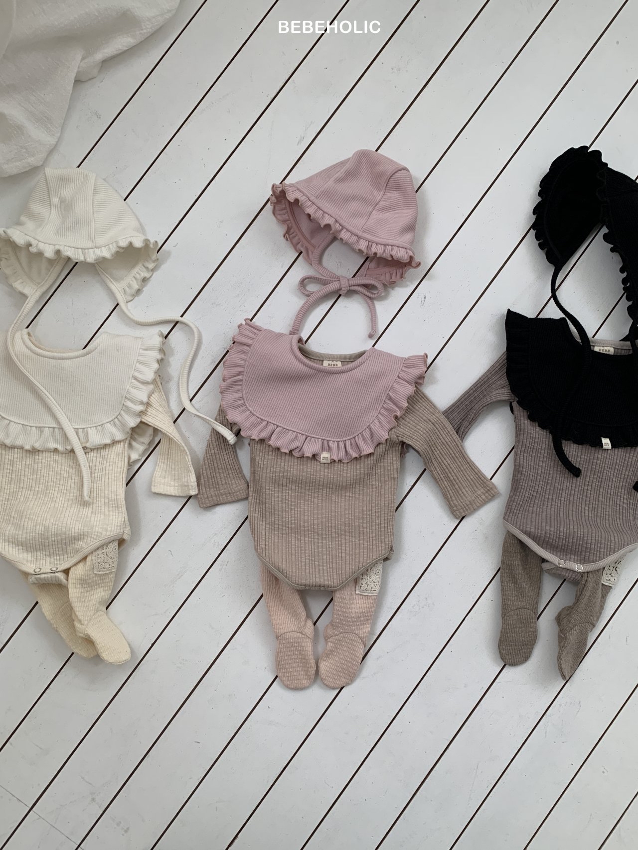 🌸預訂 韓國直送🌸🇰🇷BEBEHOLIC三色簡約羅紋長袖包屁衣