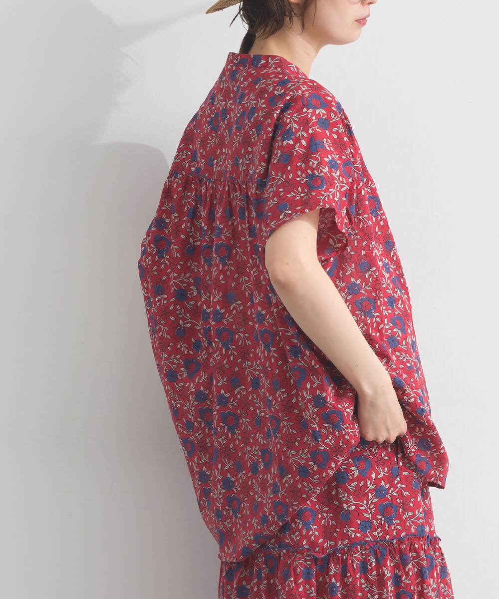 LP - 印度棉復古花卉襯衫 (紅色)