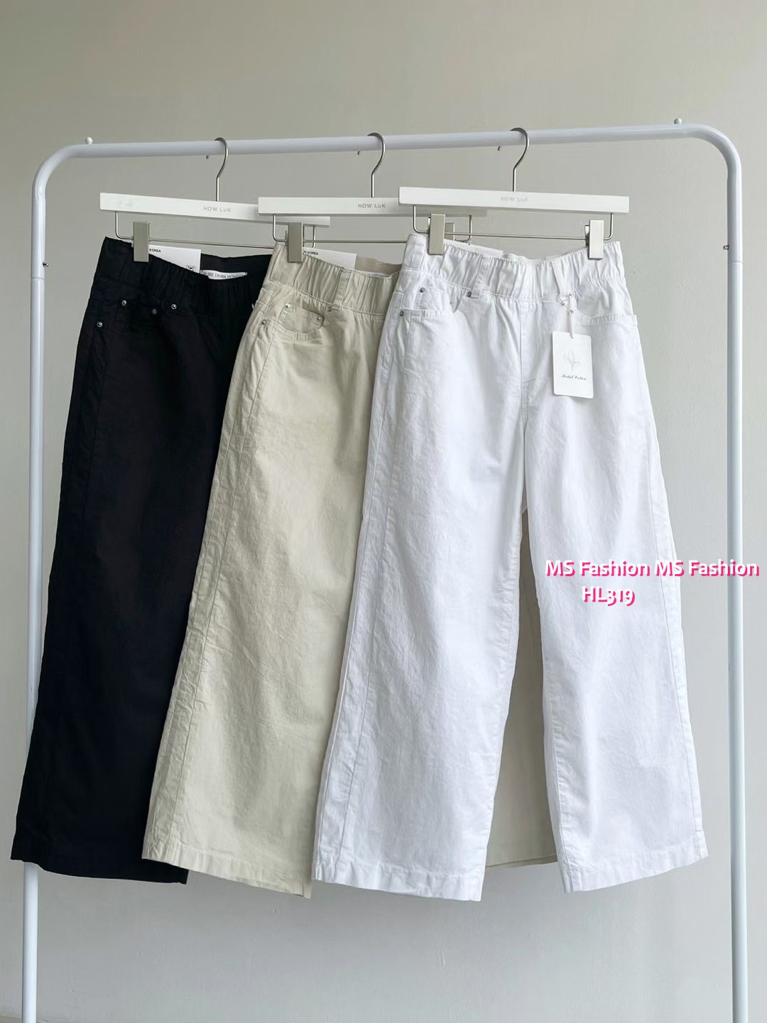 HL319 韓國👖Howluk微吊腳彈力棉闊筒褲