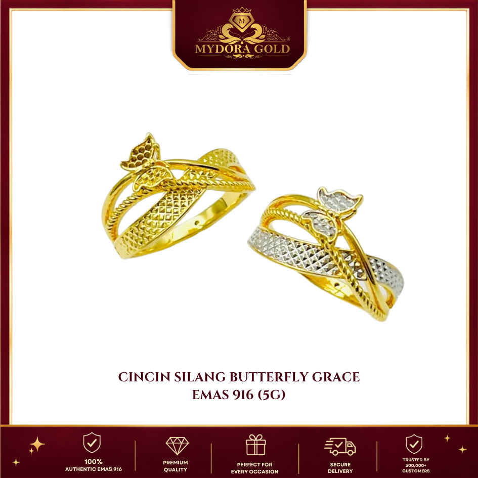MYDORA Cincin Silang Butterfly Grace (5G) l EMAS 916/22K