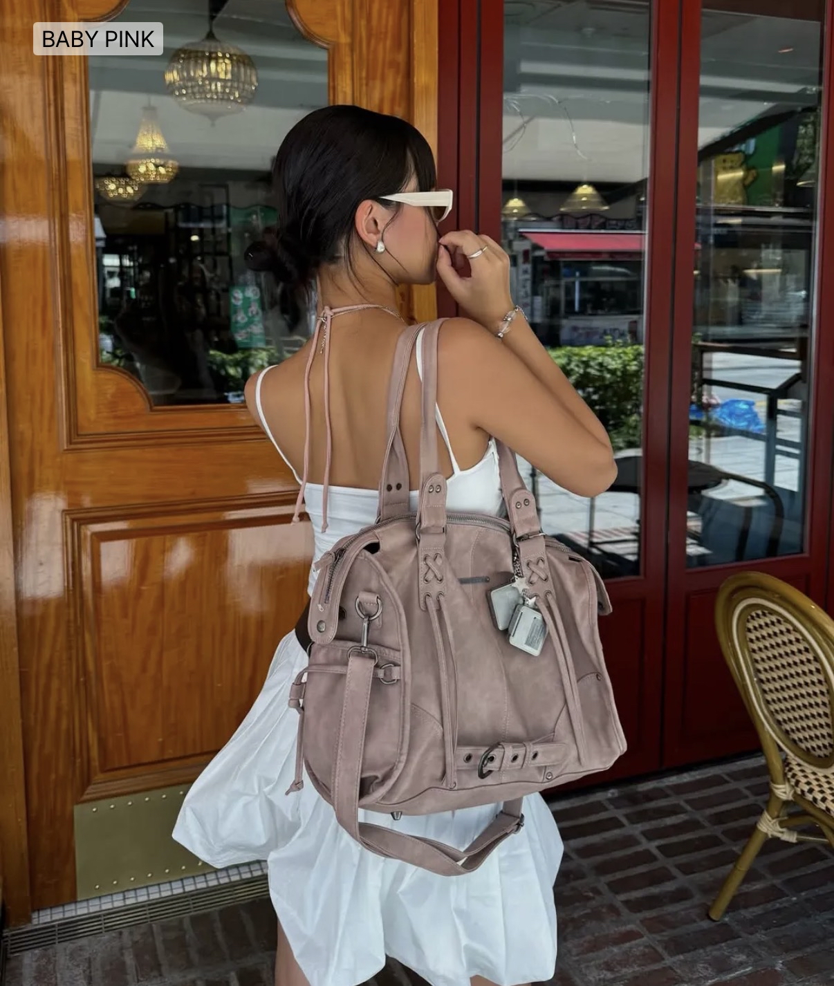 Fancyclub BELTED WASHING LEATHER BAG (PINK) F25QE990