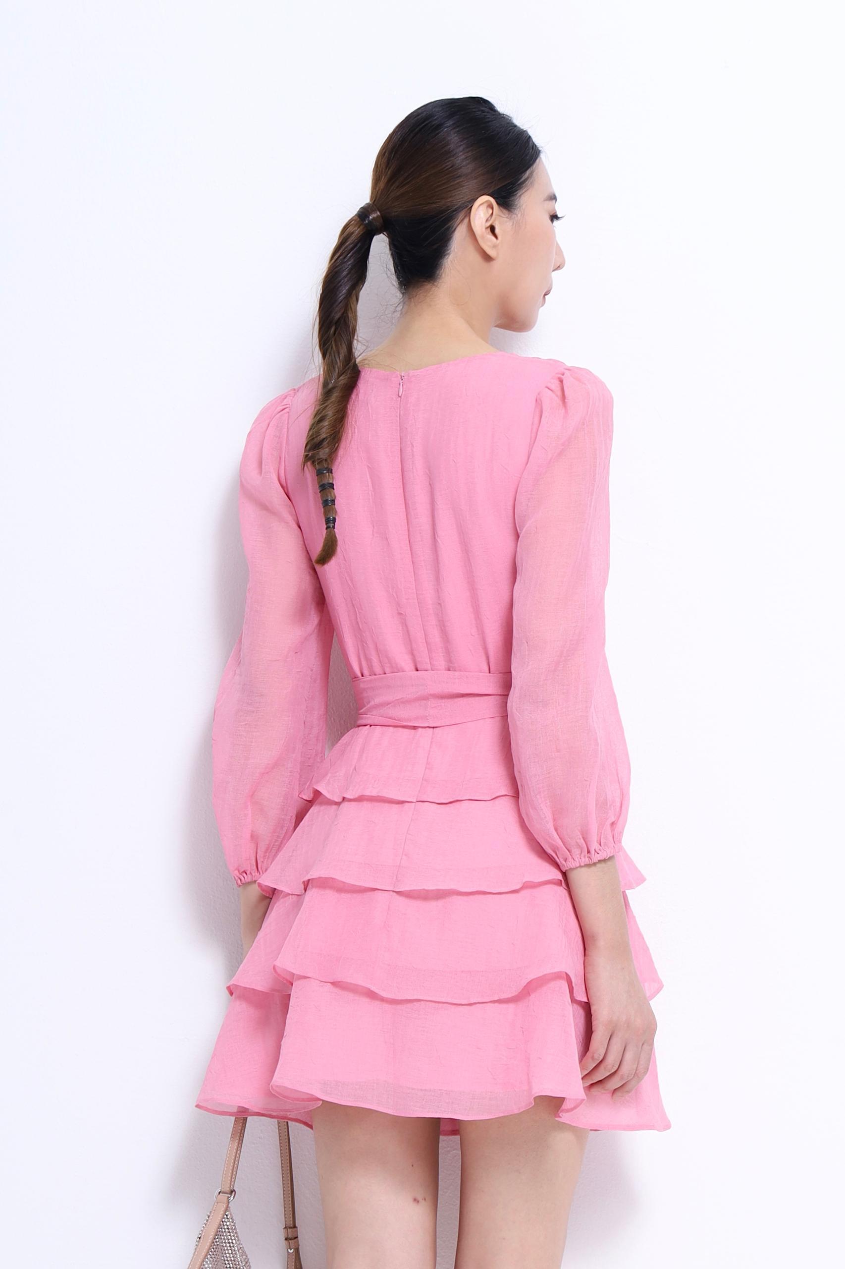 独家V领蛋糕连身裙 2134