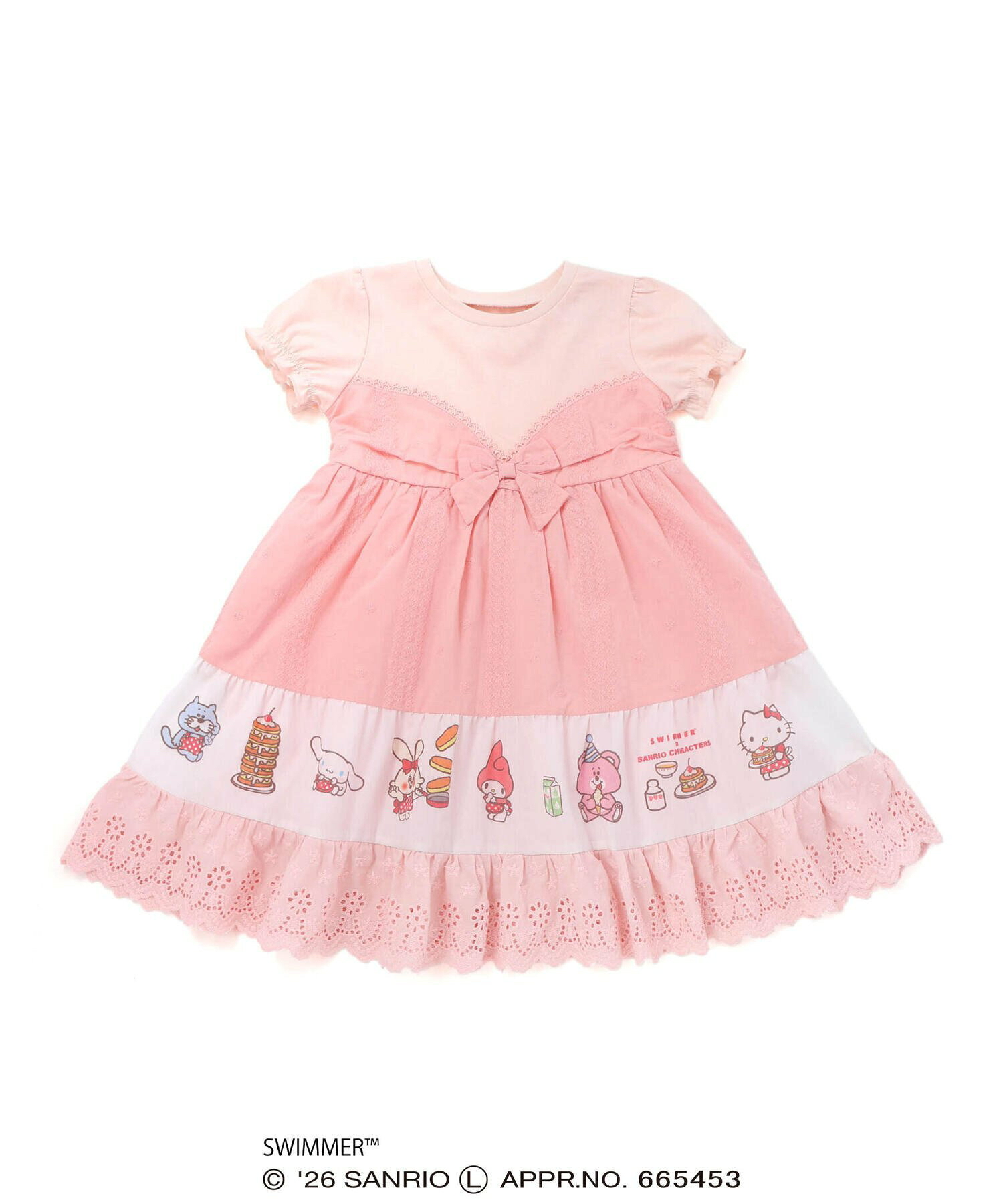 🇯🇵預訂 日本直送🇯🇵Slap Slip x Swimmer x Sanrio系列兩色人物印花蝴蝶結蕾絲短袖連身裙