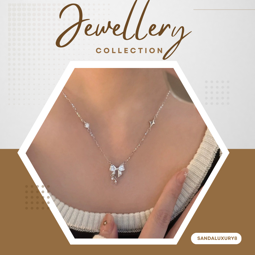 Bow Pendant Necklace for Women - 925 Sterling Silver - Minimalist Jewelry - Gift for Her - SANDALUXURY8