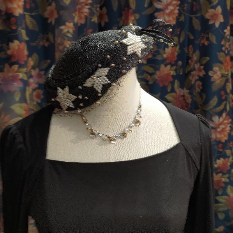 C.a. 1950-60s Canadian Bond Boyd Sterling Silver Calla Lily with Yellow Stone Bracelet & Necklace Set(MT252)