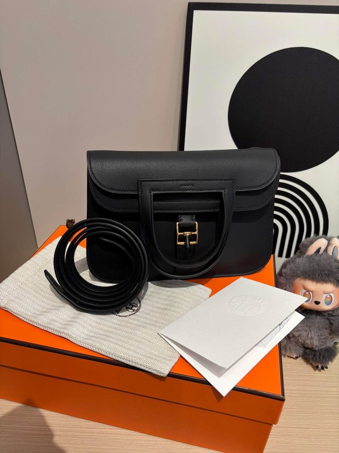 Hermes mini halzan,黑金 STAMP K 100%Authentic,99%new ✅專門店收據✅防塵袋✅box