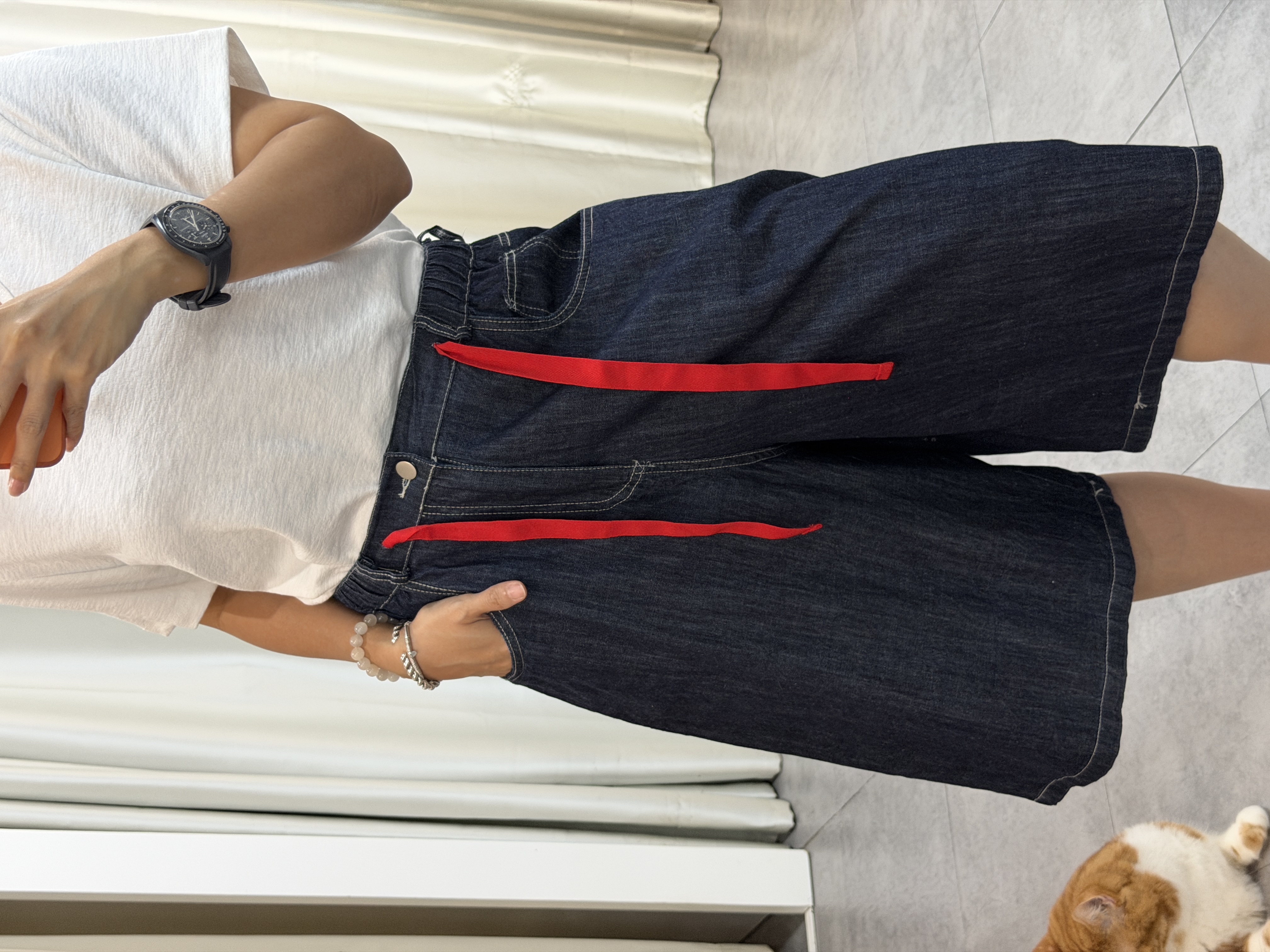 日系休閒寬鬆denim短褲