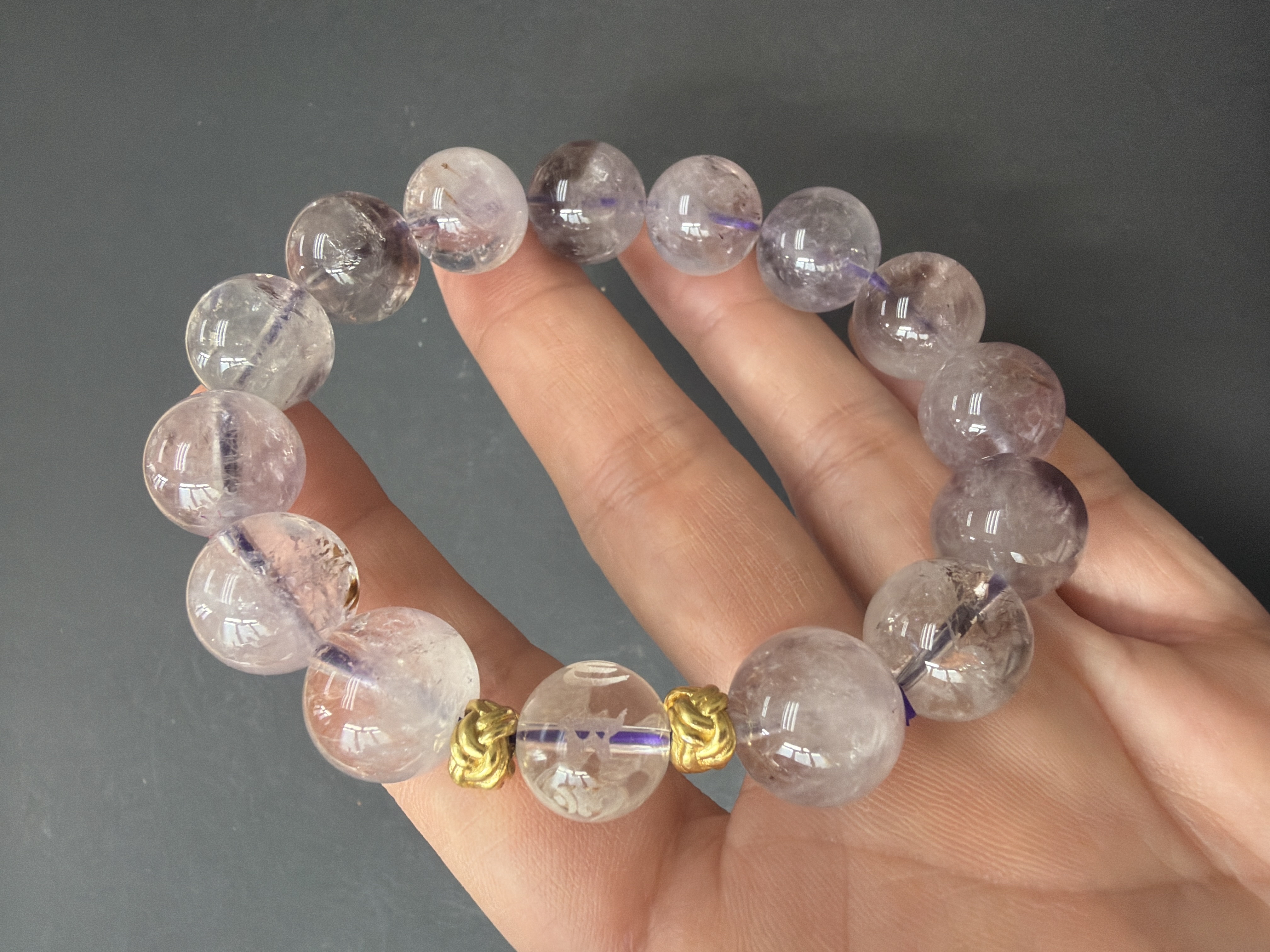 *大珠13mm 紫超七手串 配：六字大明咒白水晶（兩天大法會壇城加持）