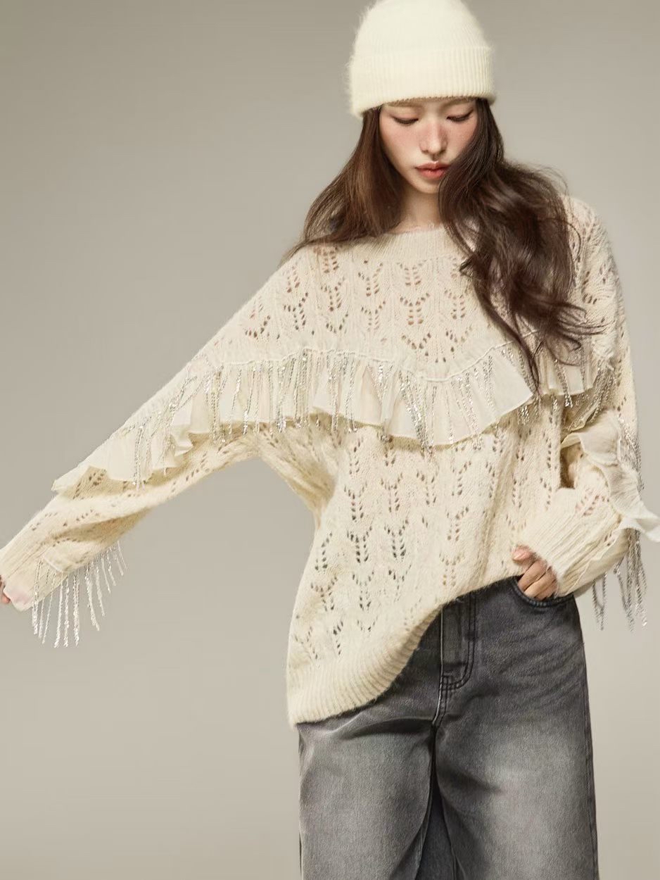 beaded knit top