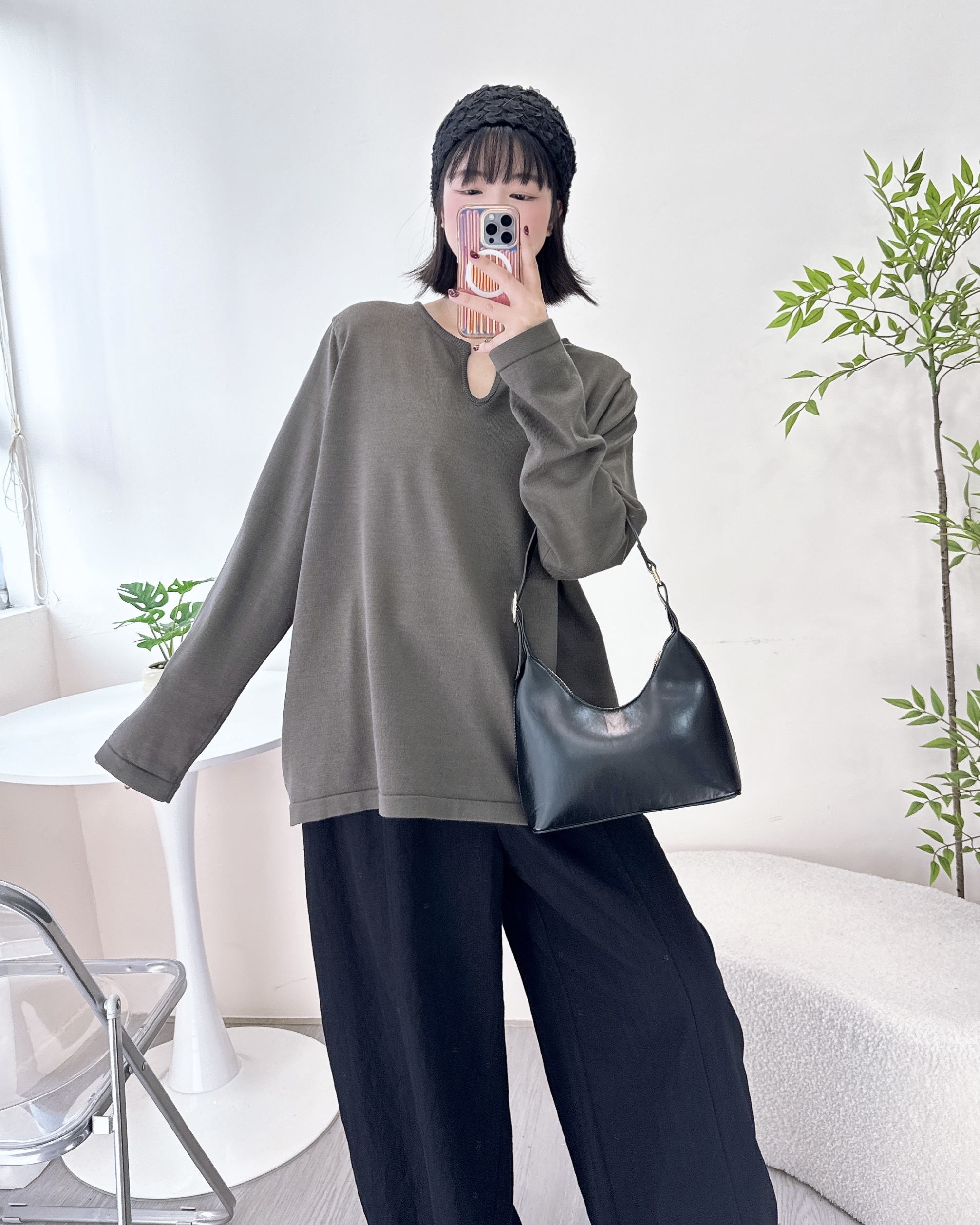 一套兩件垂感線棉上衣 2色