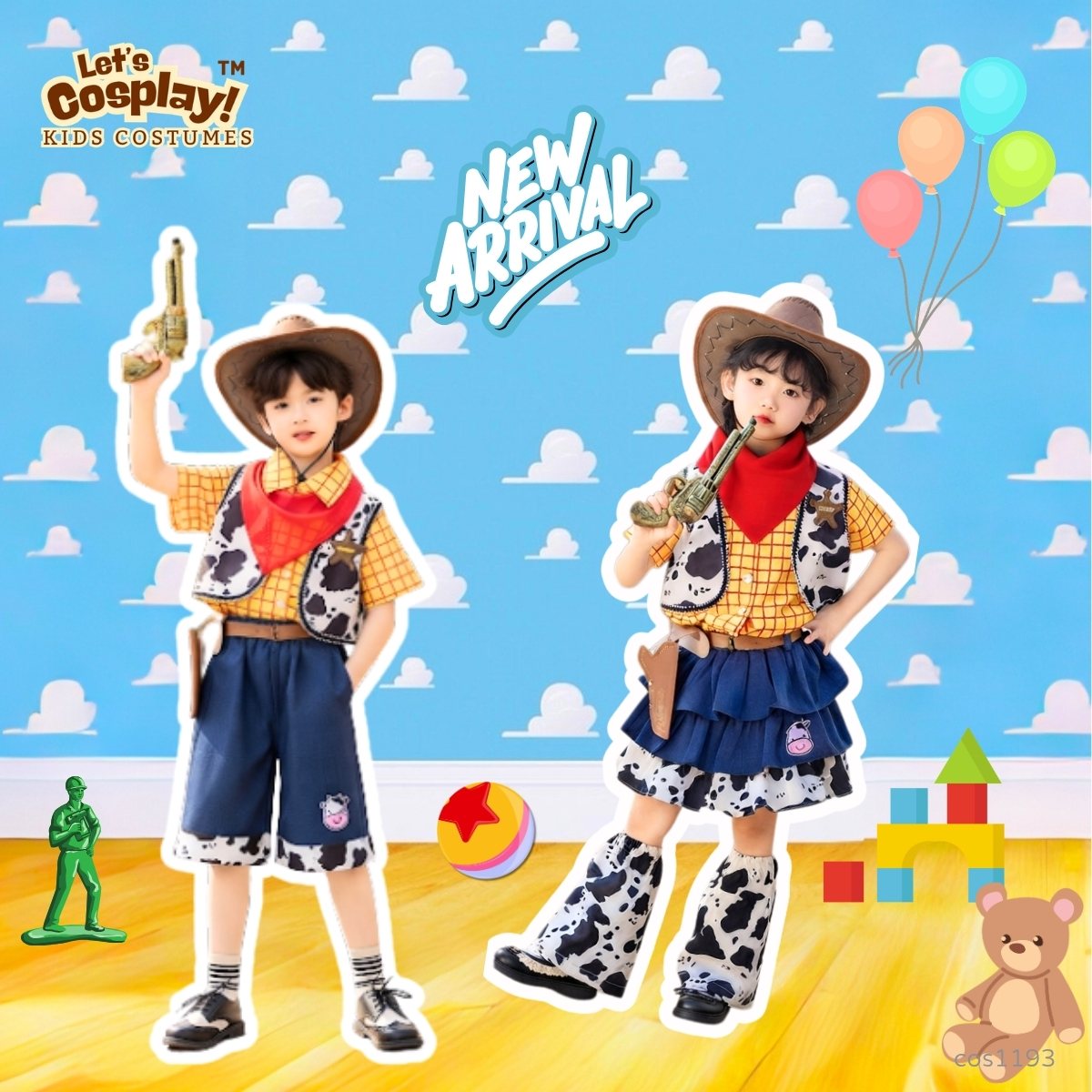 Toy Story反斗奇兵主題胡迪 Woody 女童 Costume 兒童服裝｜World Book Day｜萬聖節角色扮演｜cos1192