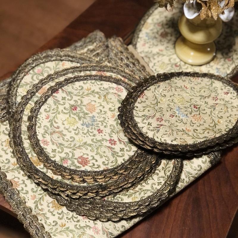 C.a. 1970s Italian Brocade Tapestry Vanity Dollies/Table Mats/Place Mats(MT293)