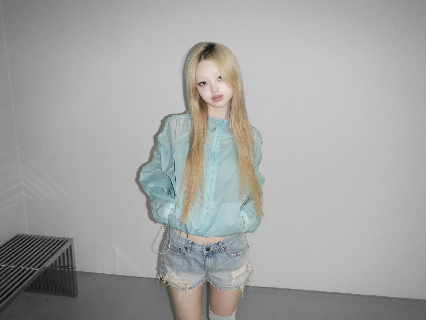 Distressed Washed Denim Shorts
