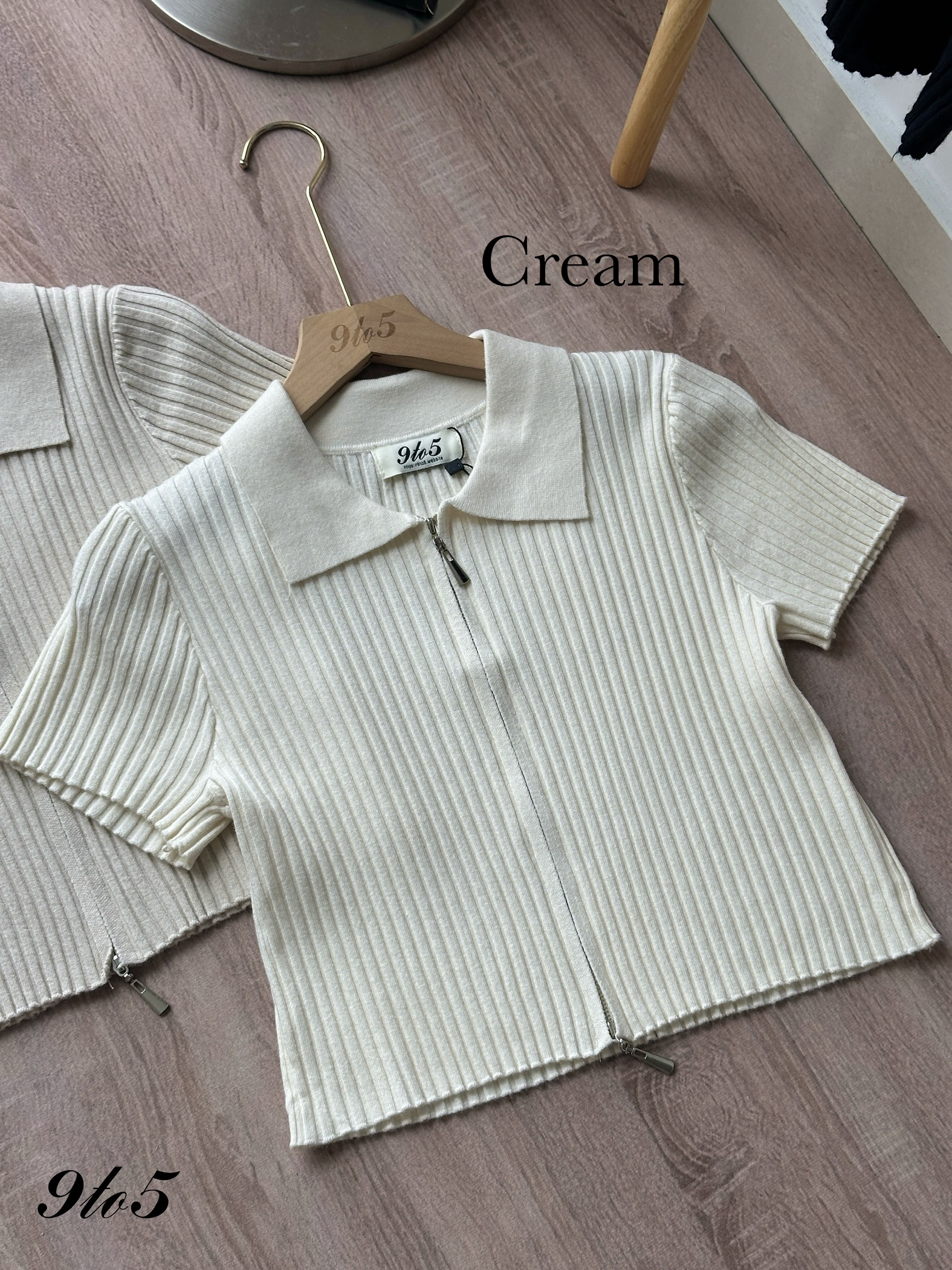 T4283 Zipped Ribbed Crop Top - 4 Colors 