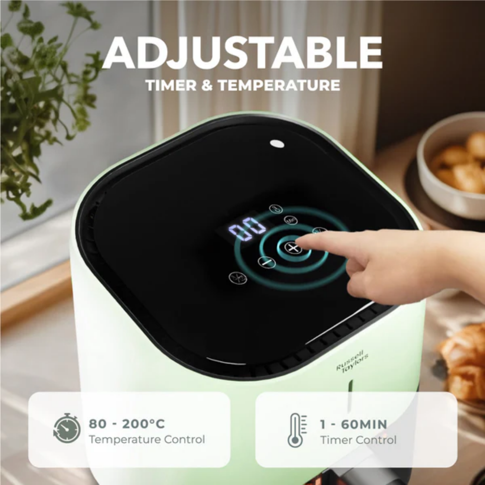 Russell Taylors 4.5L 3D Visionary Digital Air Fryer Green (Z4)