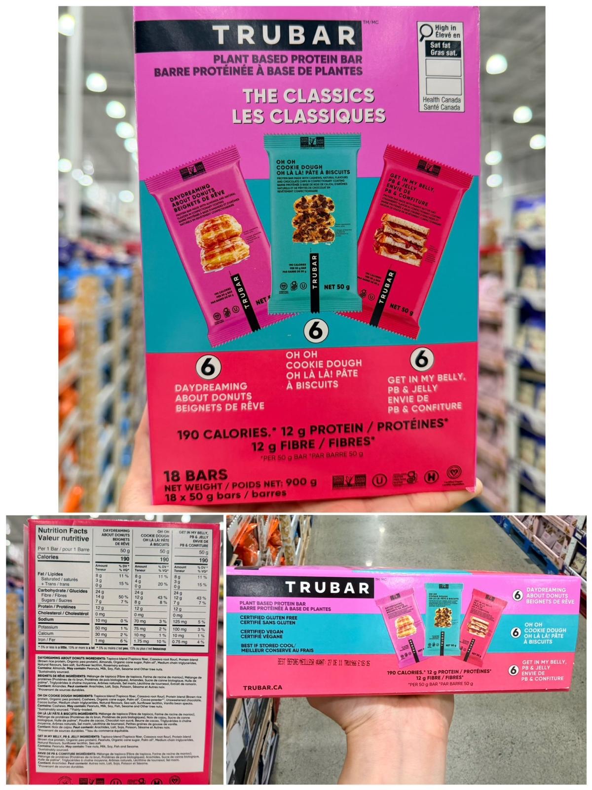 加拿大Costco直送 Trubar Plant Based Protein Bars, The Classics, 18 × 50 g