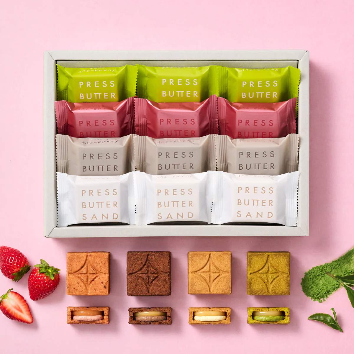 三月連線 （此為比較快到期的食品） Press Butter Sand 奢華 4口味奶油夾心餅（12 入）