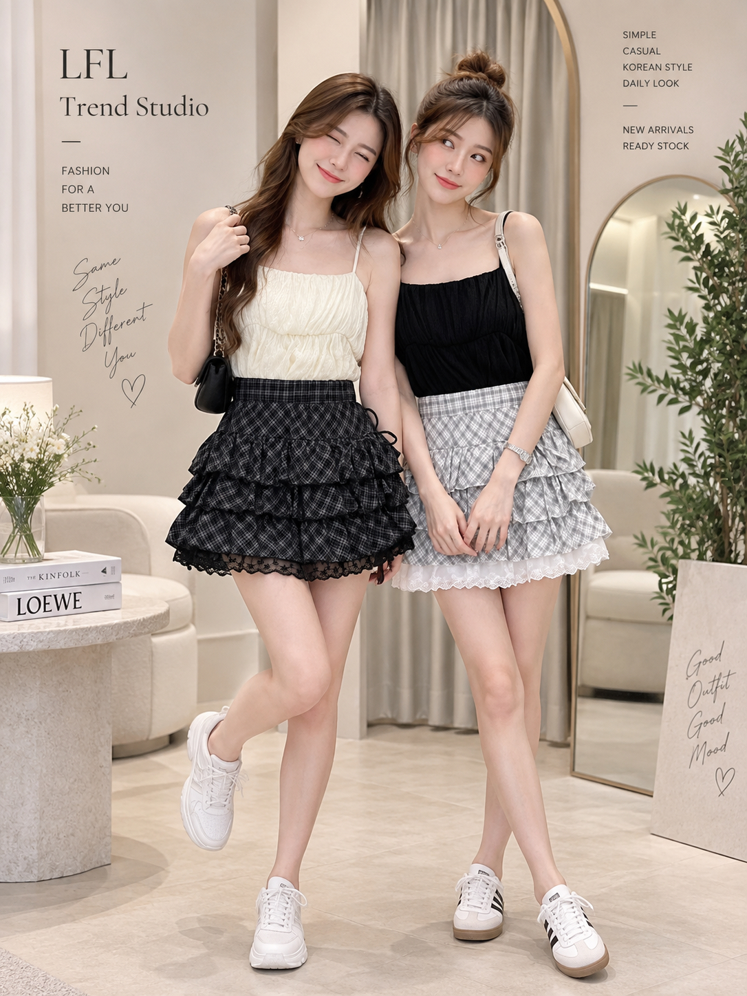 7167 夏季甜美格子蕾丝蛋糕裙