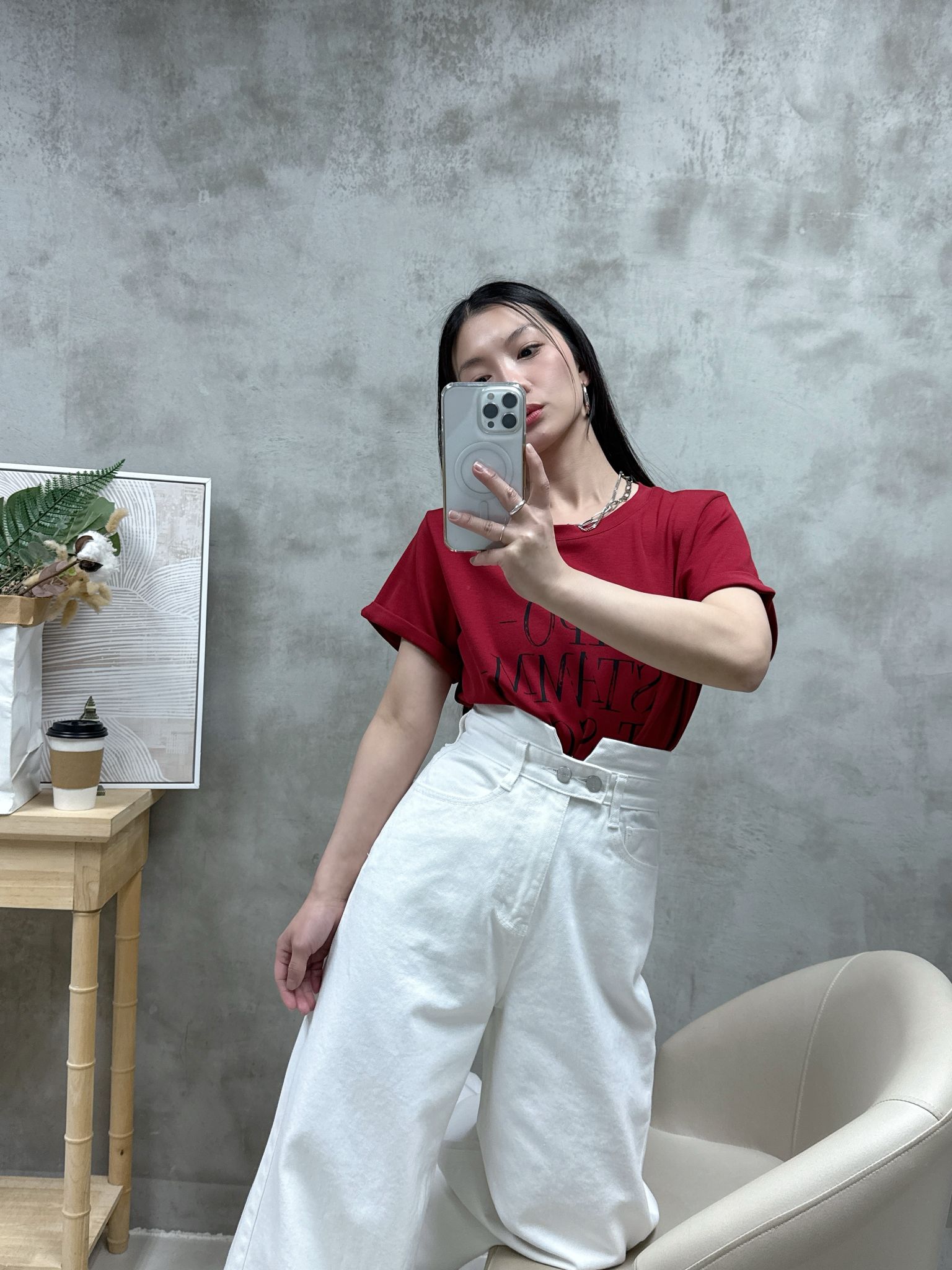 B15 不規則腰高腰牛仔褲