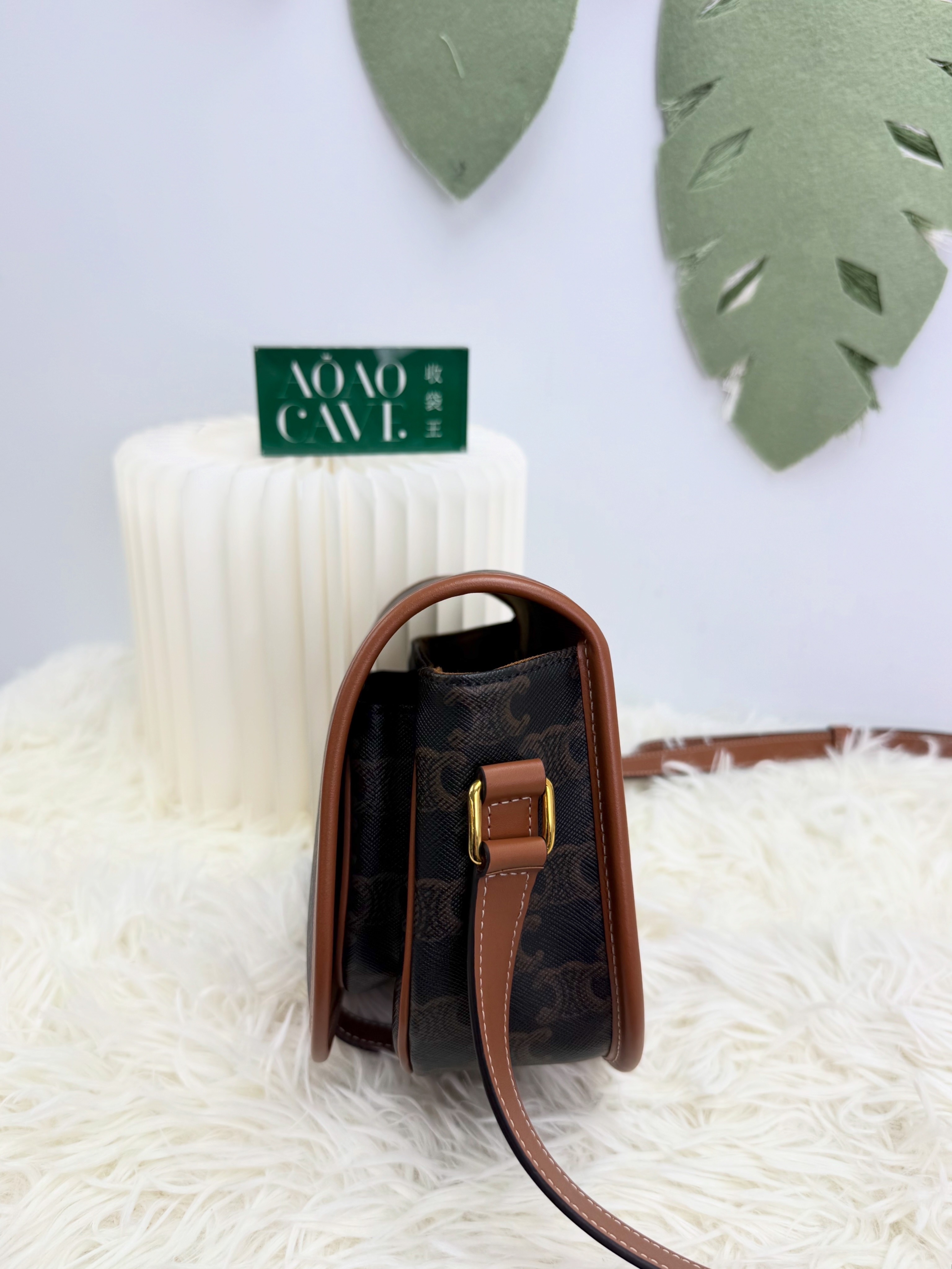CELINE 🤍PRE OWNED Triomphe Folco 啡色馬鞍包 🤎