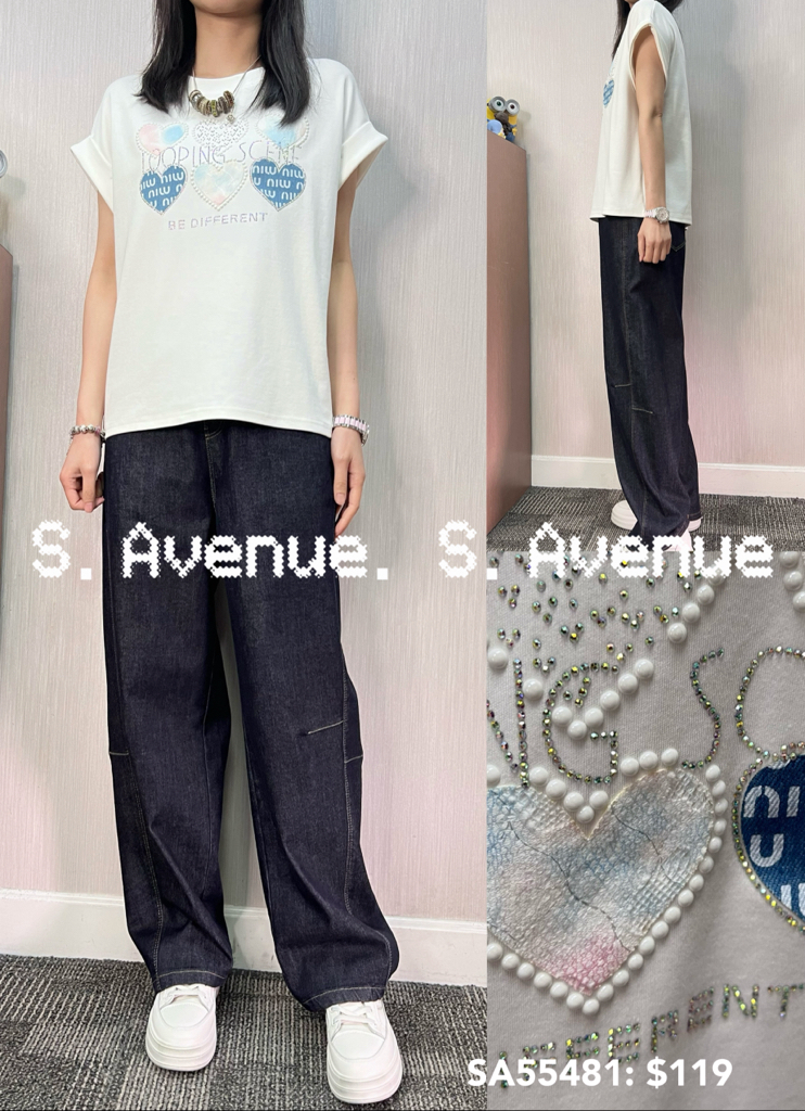 SA55481: 短袖撍袖閃閃心心tee