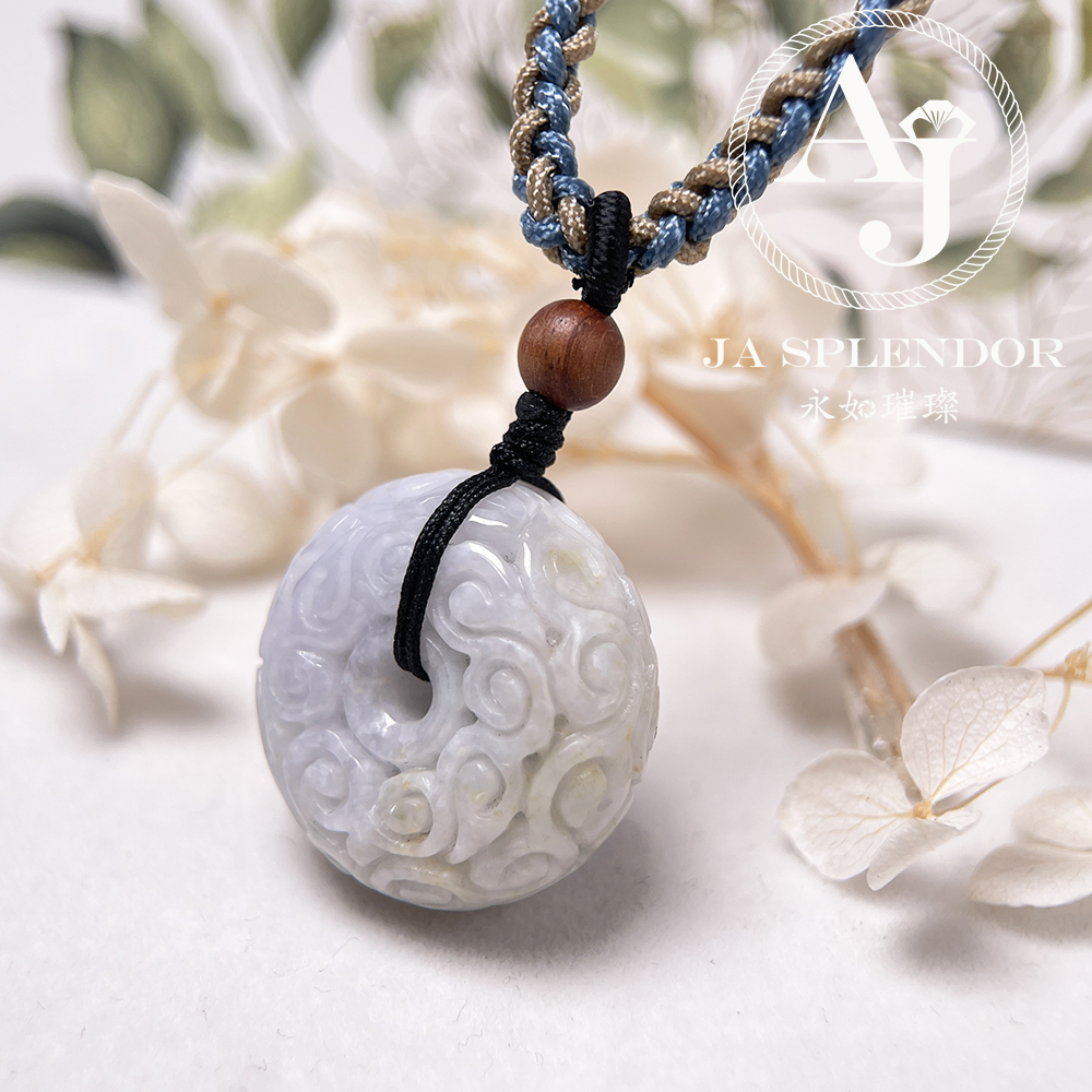 JN-3299 天然翡翠A玉 復古回紋順利招財黃翡精工雕刻平安扣