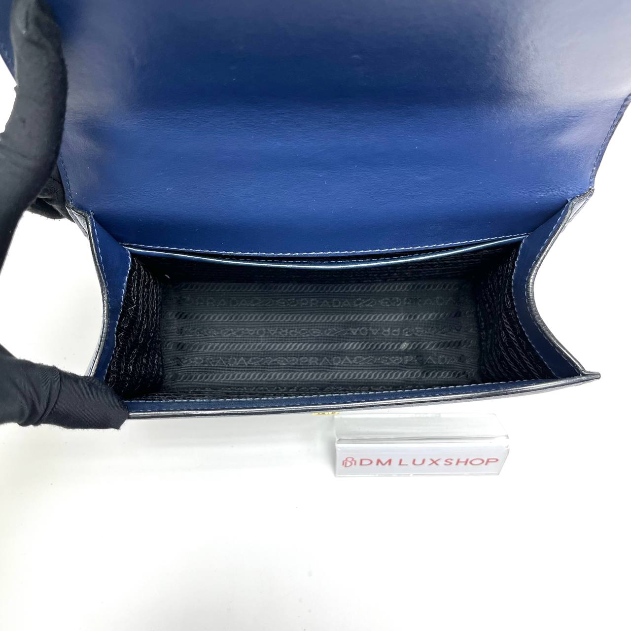 Prada Navy Blue Saffiano Leather Chain Crossbody Bag