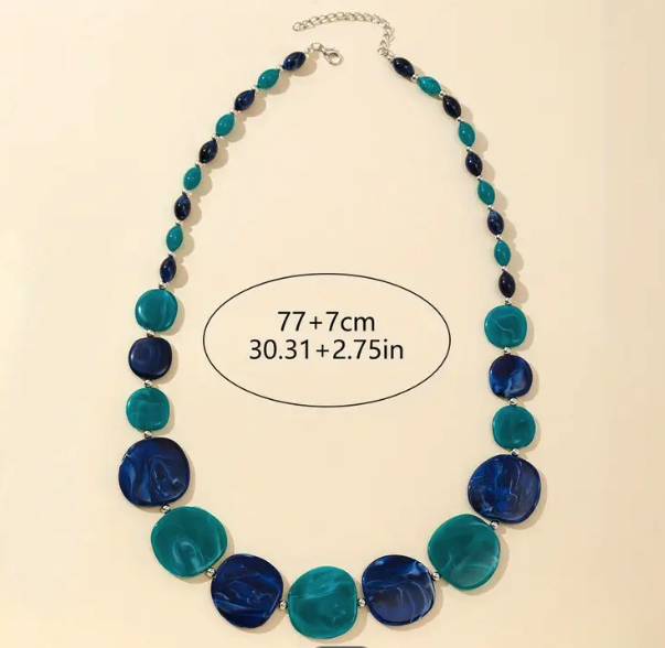 Ocean Swirl Marbled Bead Necklace