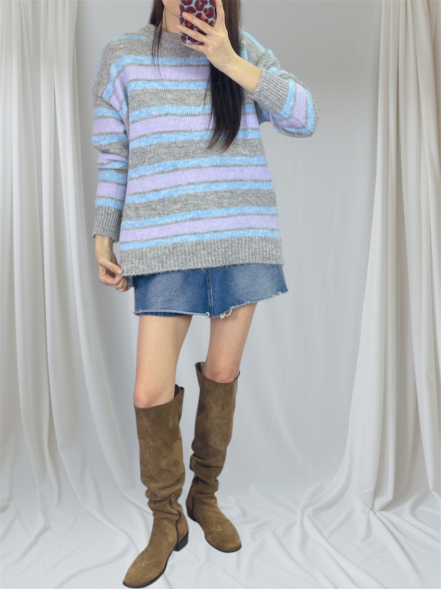 K5544 三色橫間針織