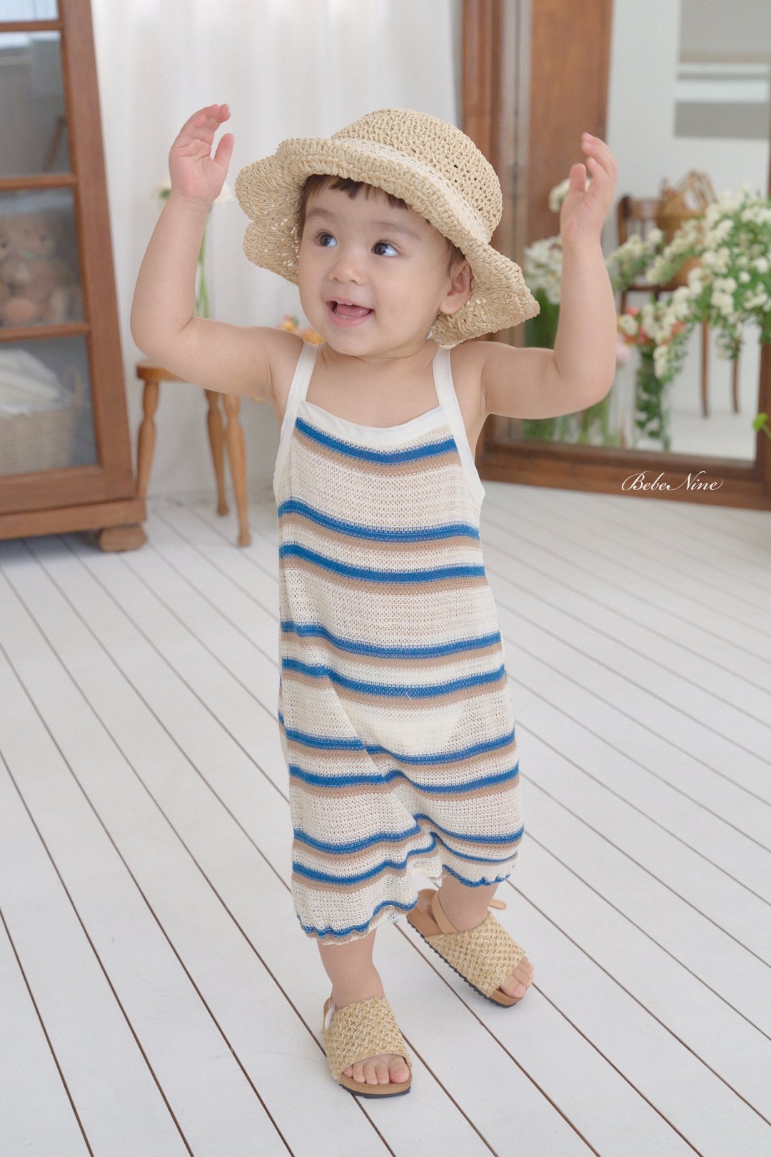 ☀️預訂 韓國直送☀️🇰🇷Bebenine兩色撞色條紋吊帶連身服