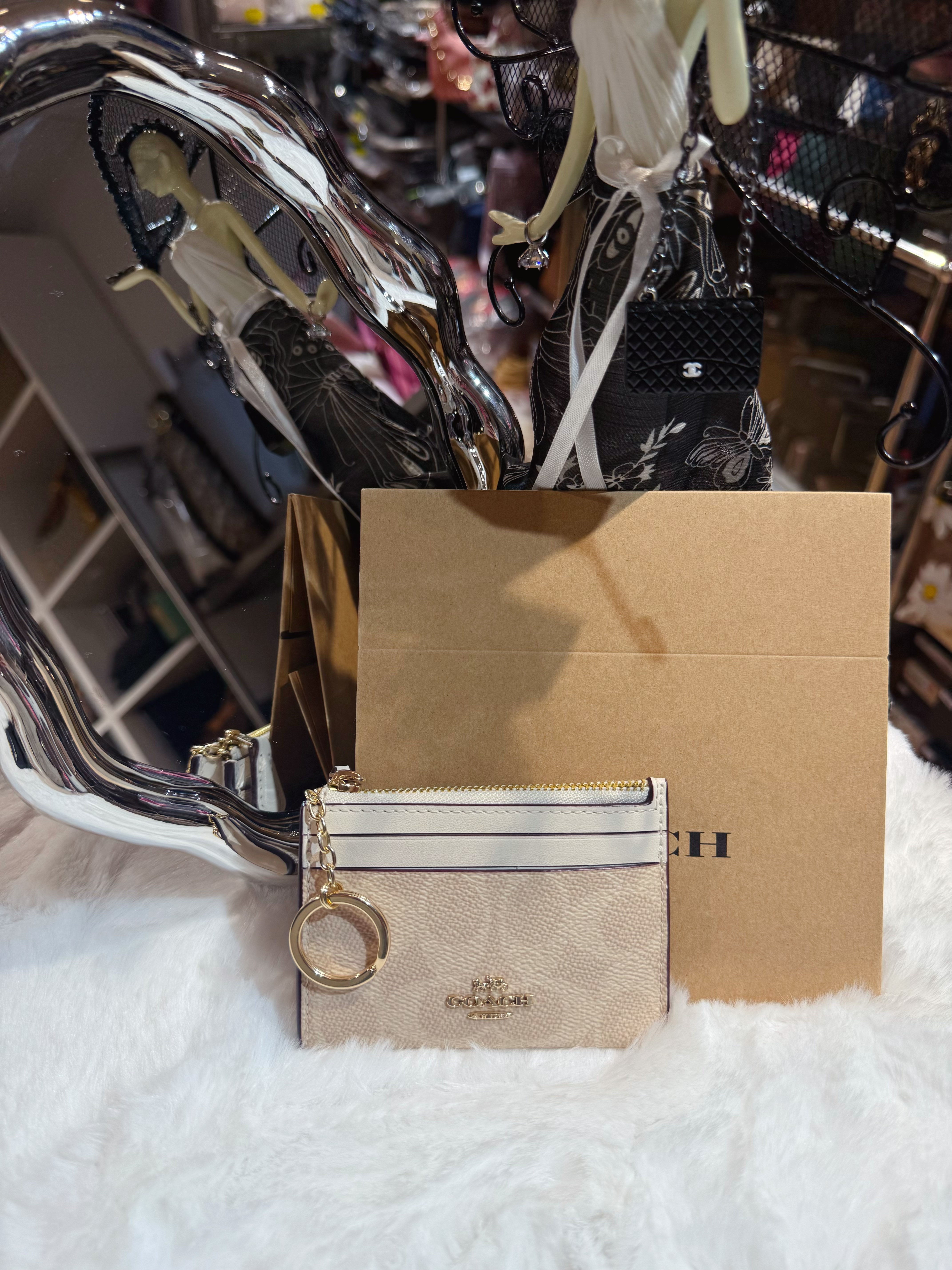 Coach card coin case white/m