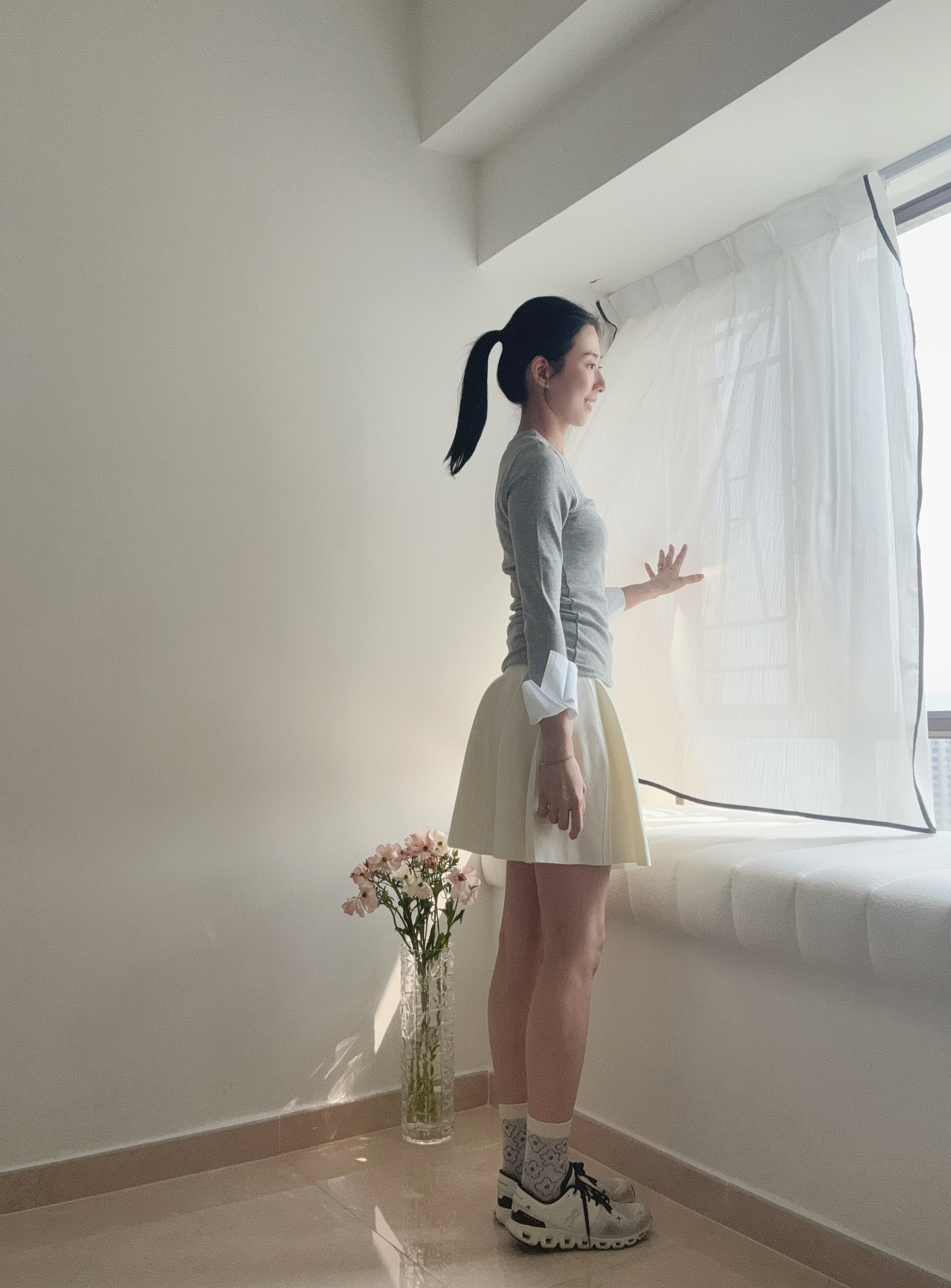 Stylish 3D cut ruffle knit skirt