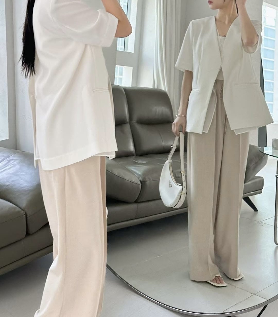 橡筋腰前骨西褲