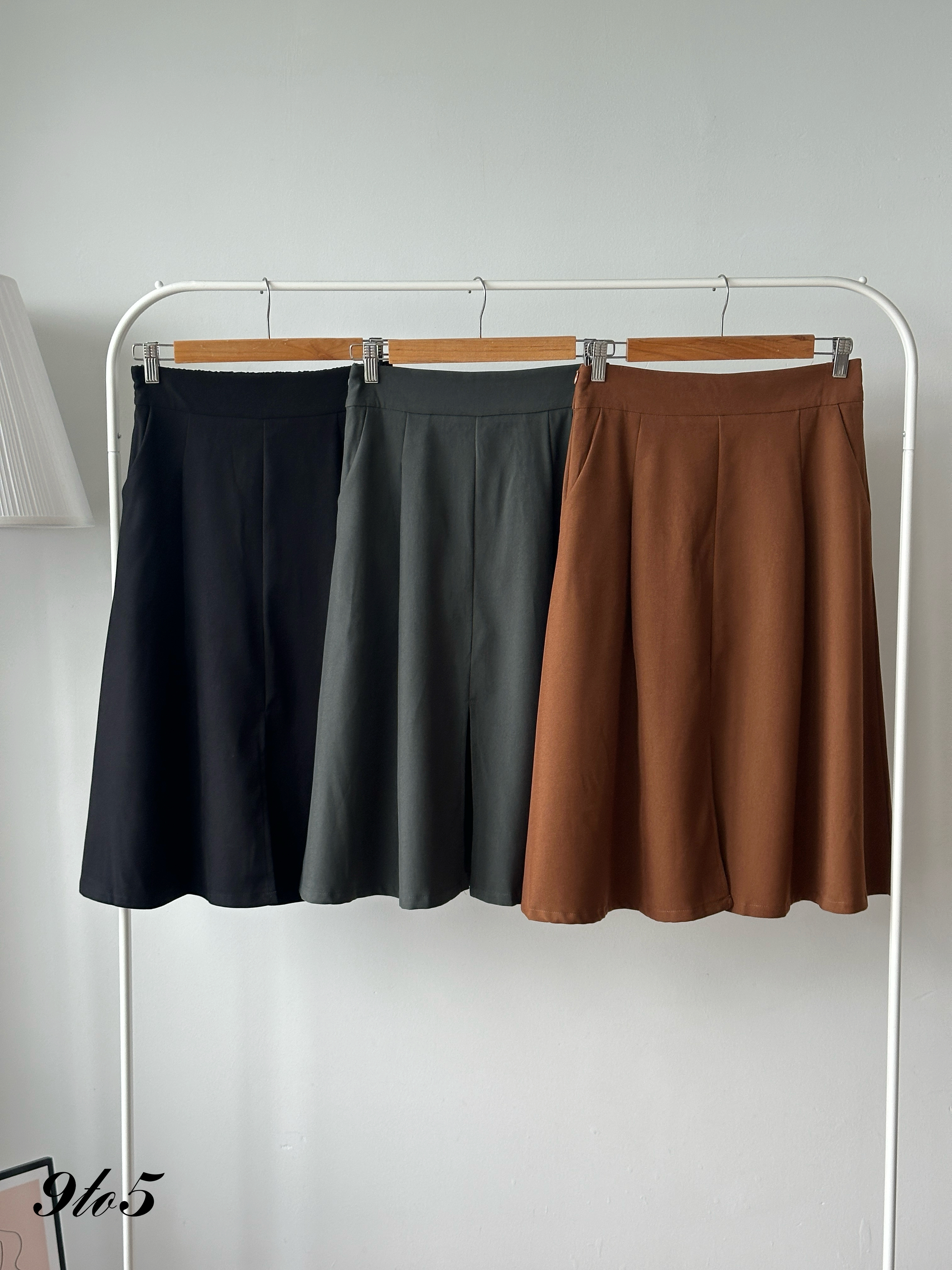 S2001 Front Slit Midi Skirt - 3 Colors 