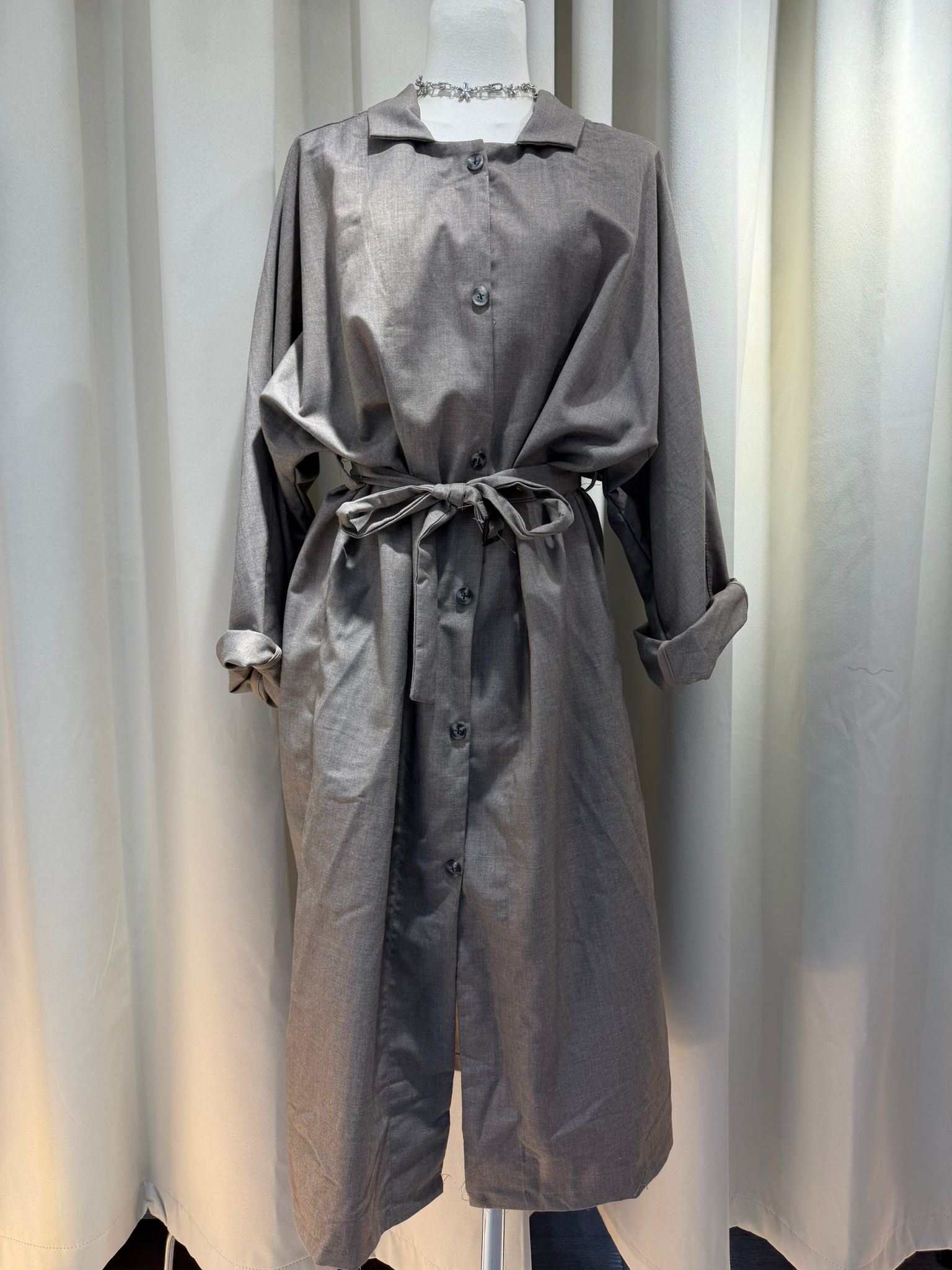 靚料優雅繫帶連身洋裝