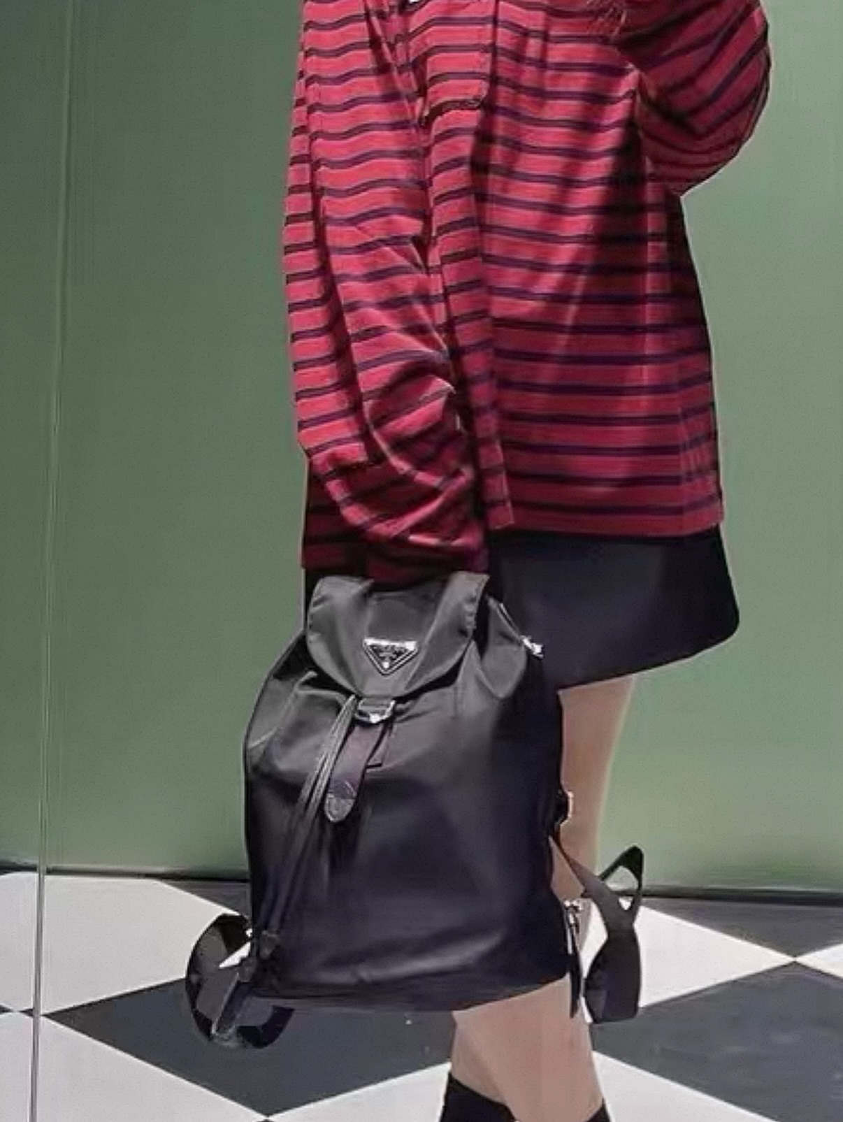 Prada👜 PRE OWNED 🛍️黑色尼龍書包🖤 