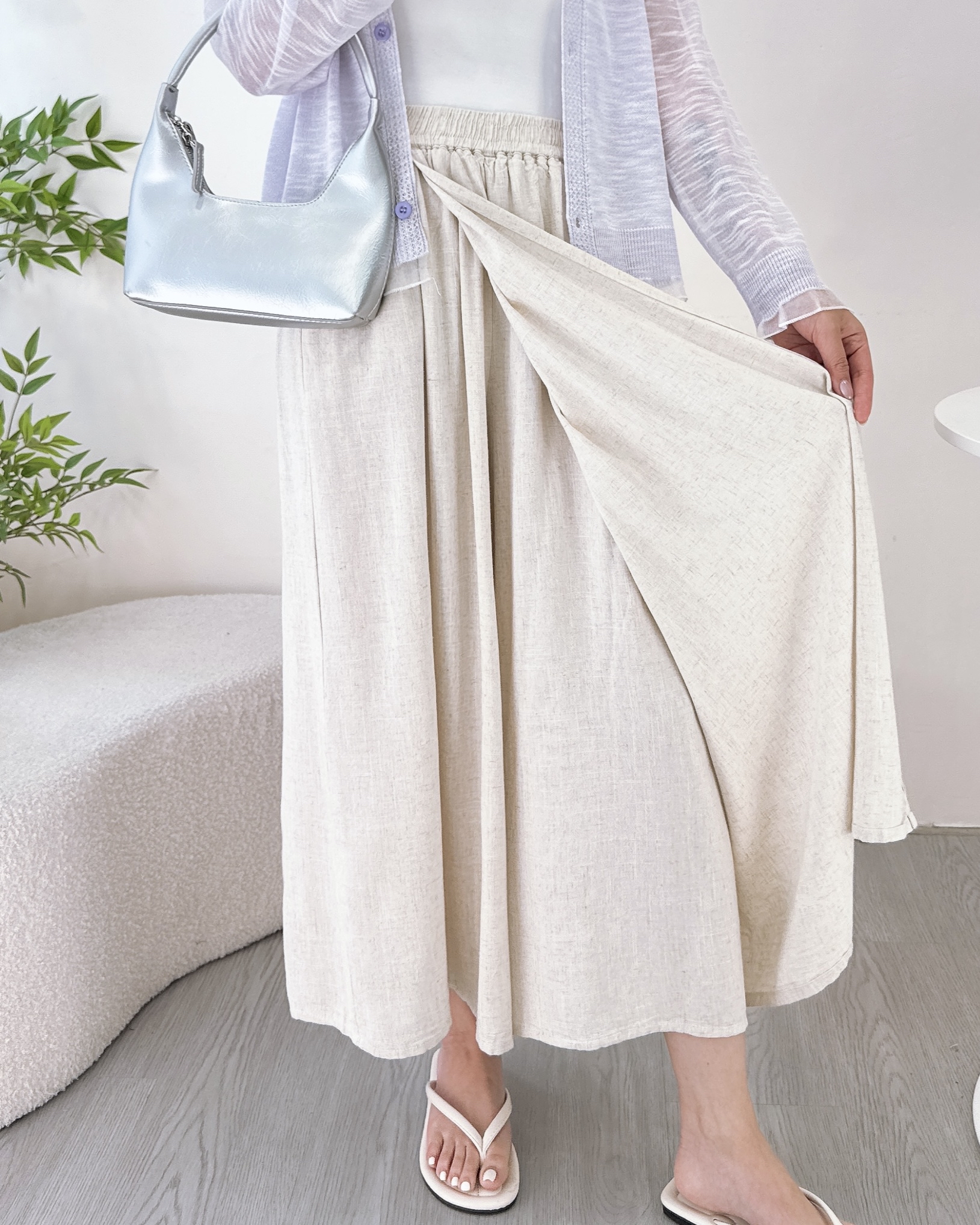 高質柔軟透氣麻棉裙褲 3色